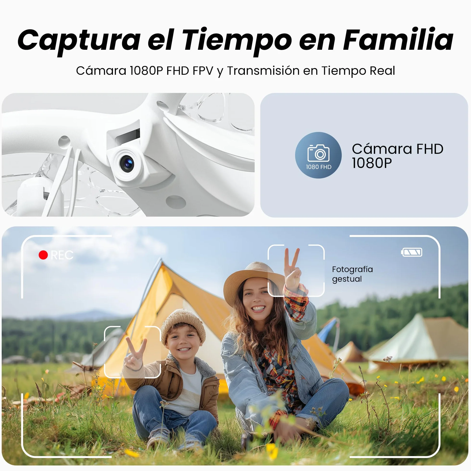 Ameta Morpho Dron para Niños con Camara 1080P, Mini Drone FPV con 32 Luces RGB/Vuelo en Círculo/ 3D Voltear/ 18min de Vuelo/Timbre Perdido, Juguetes Regalo para Niños Niñas, Menos de 250g