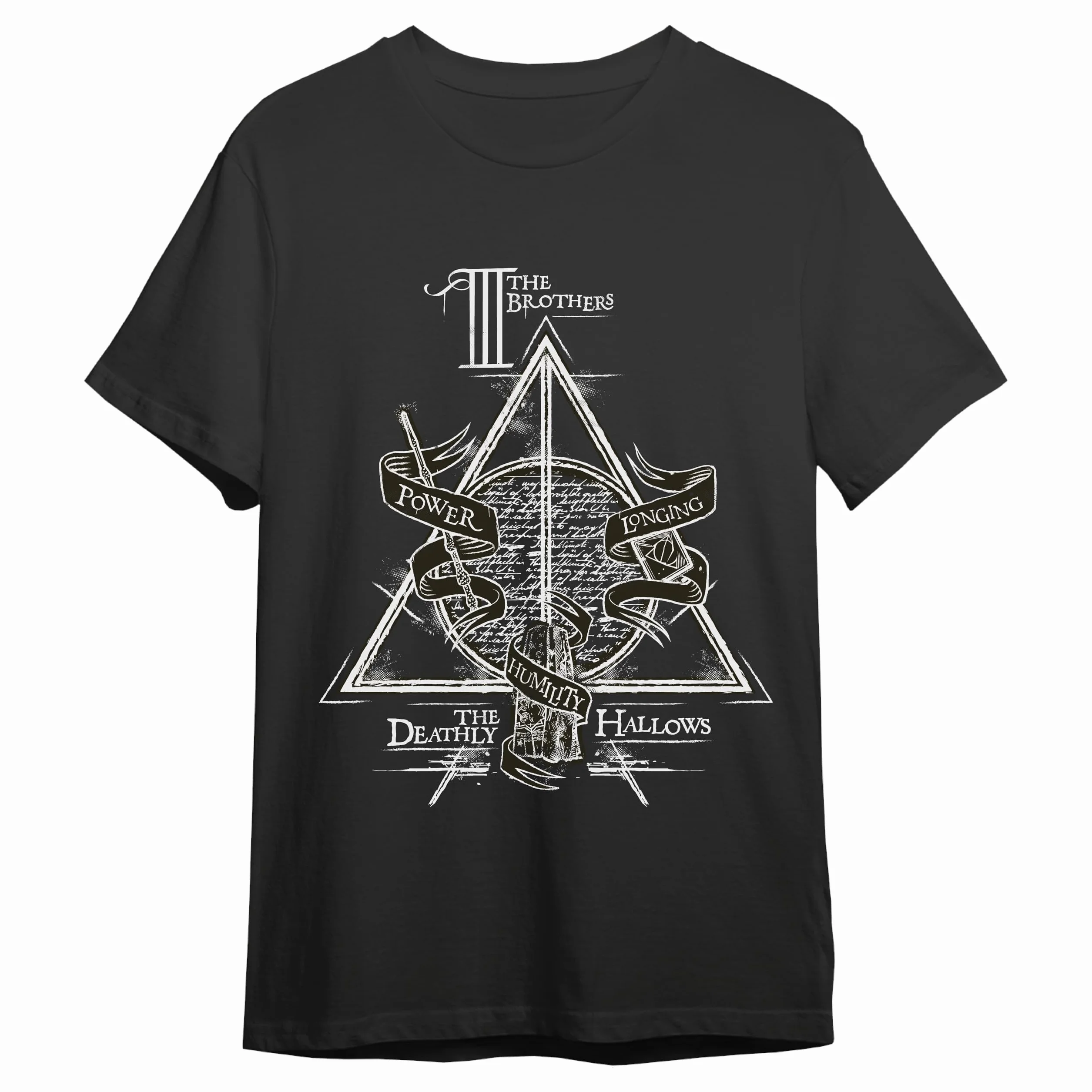Camiseta Harry Potter Hombre Las Reliquias De La Muerte Negro Oficial