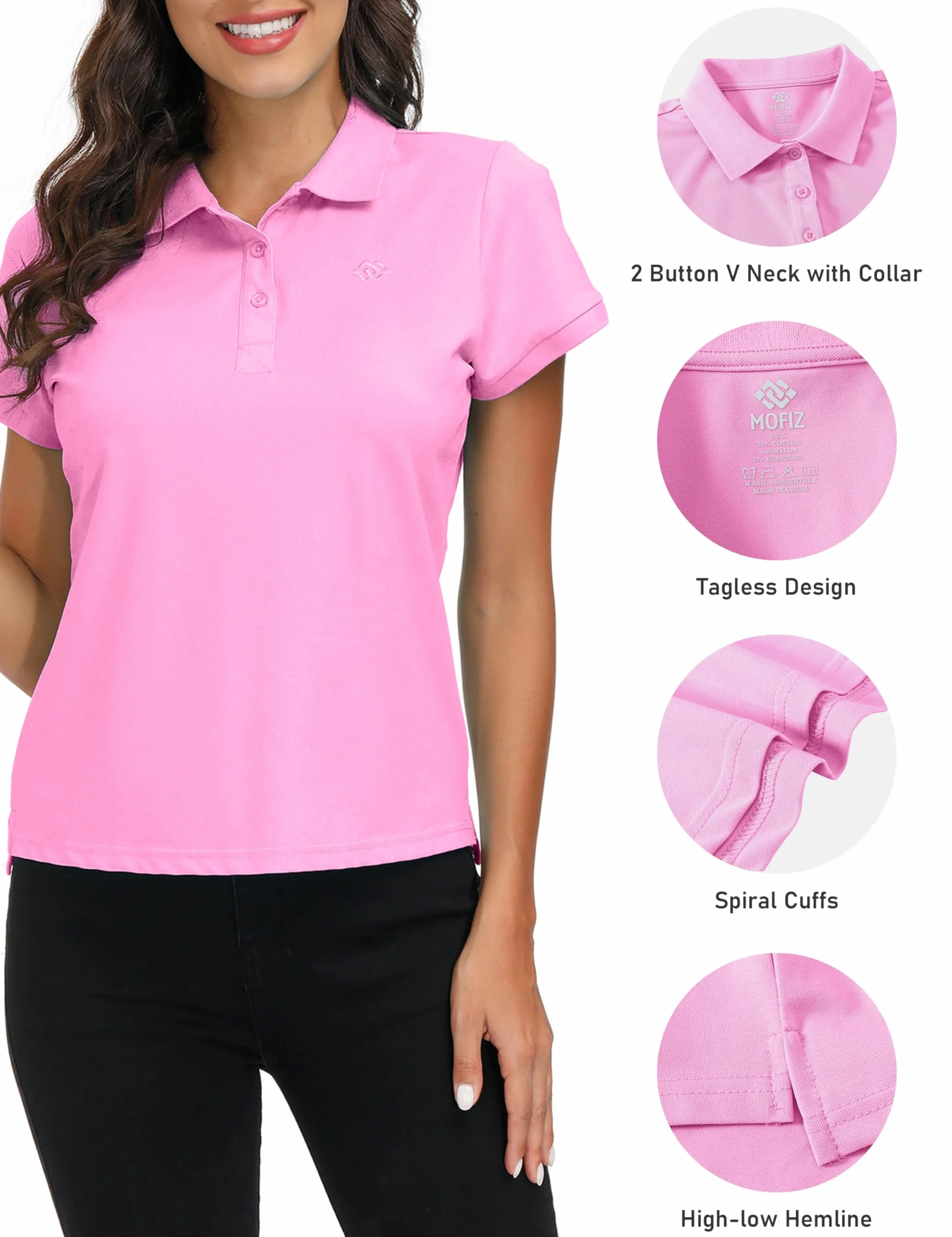 Polo Mujer Camiseta Mangas Cortas Algodón Transpirable Golf