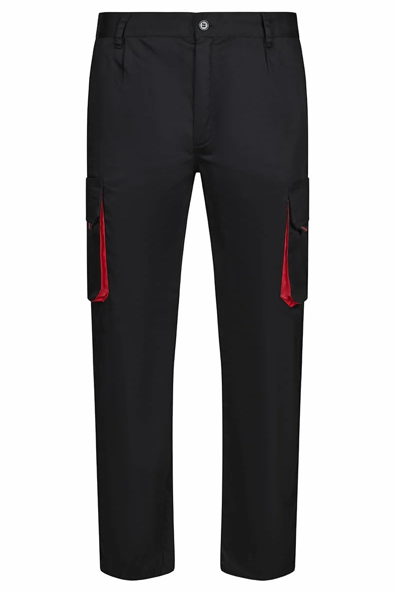 VELILLA 103004 Pantalón Bicolor Multibolsillos Negro Rojo Talla 44