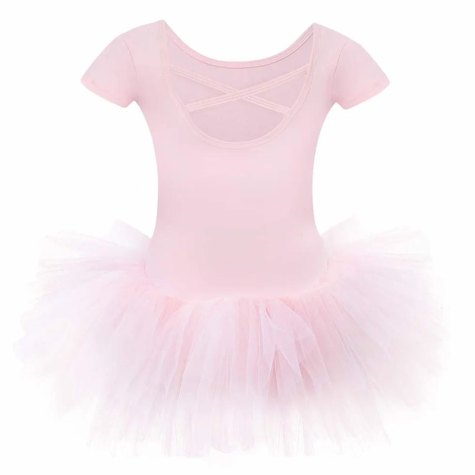 Bezioner Maillot de Danza Tutú Vestido de Ballet Algodón Manga Corta para Niña