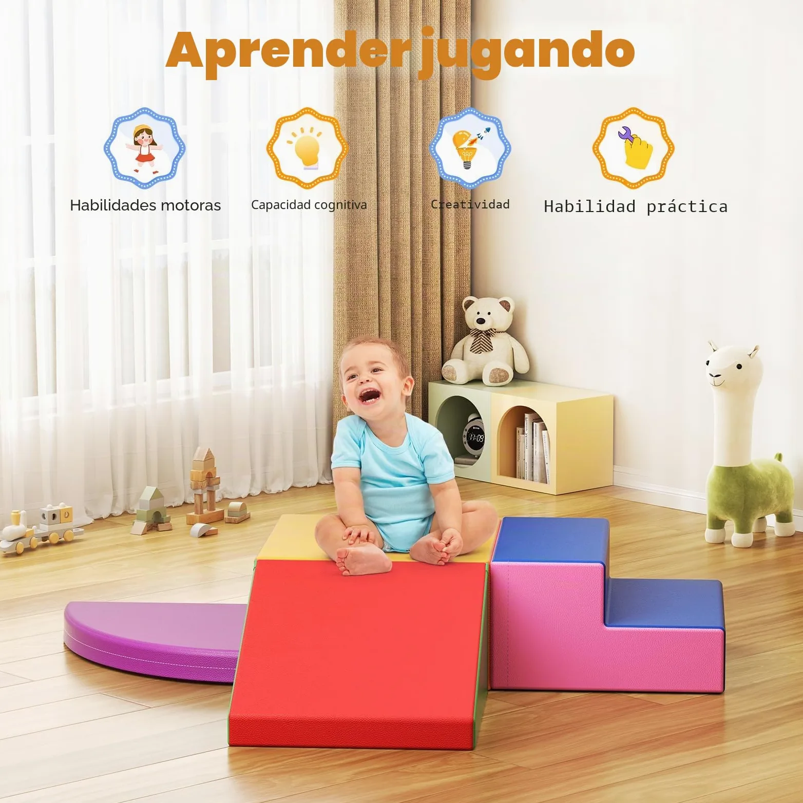 Bloques de espuma para niños, bloques de espuma grandes, bloques de escalada para interiores, marcos de escalada para niños (4 unidades)