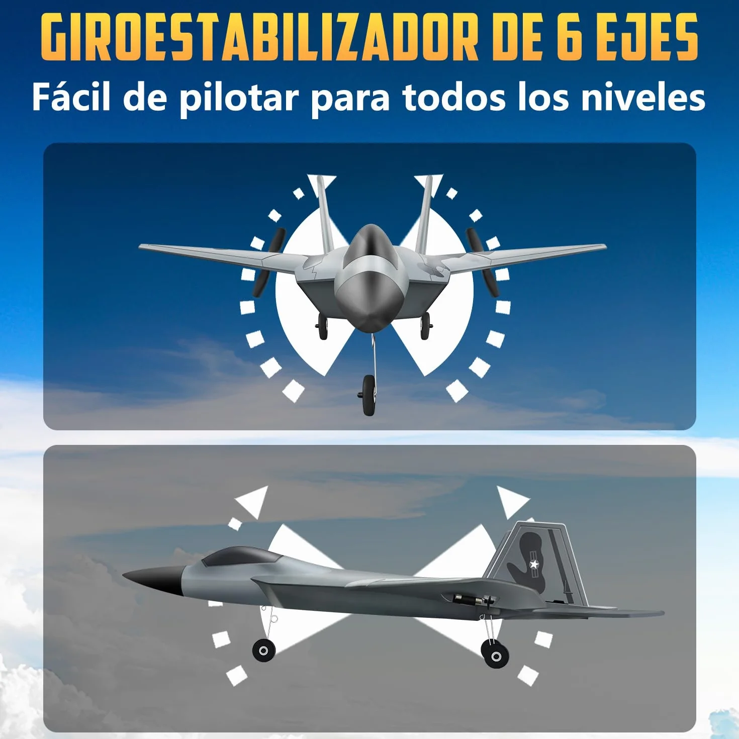 HAWK'S WORK F22 Avión RC 2.4GHz, Control Remoto 2 CH, Fácil de Aprender para Niños y Novatos