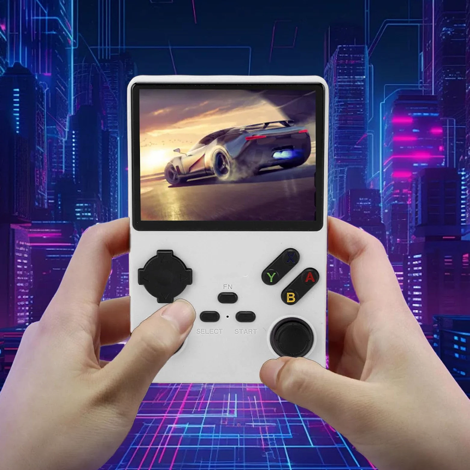 Vikye Consola de Juego Handheld V40 Pro, Consola de Juegos Retro de 3.5in, Clásica Recargable de 3800 MAh Double Joysticks Handheld Gaming Console (White)