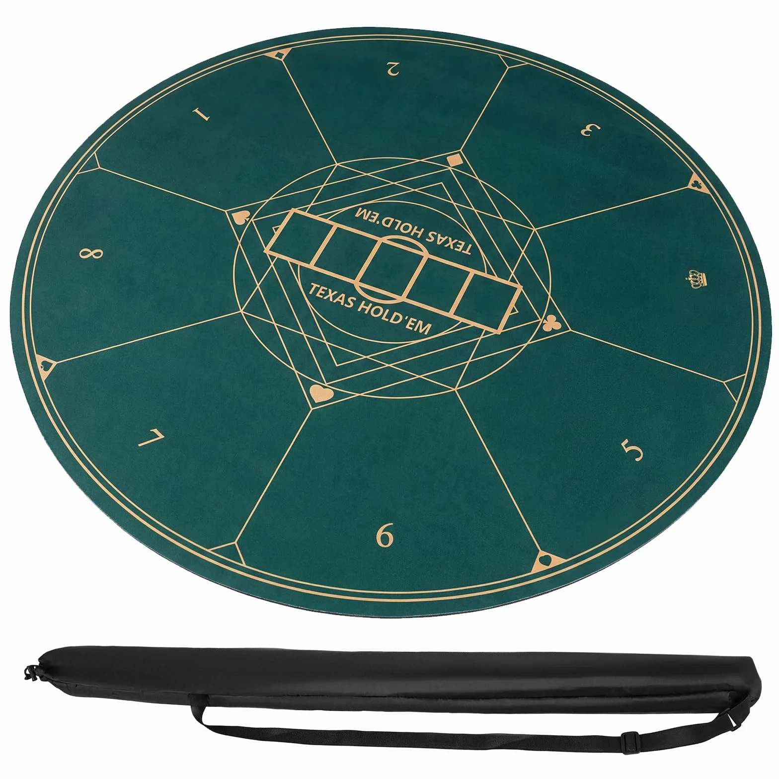 COSTWAY Tapete de Póquer Redondo para Texas Hold'em, Base de Goma Antideslizante Plegable, Bolsa de Transporte, Alfombra de Mesa de Póker de Casino para 8 Jugadores Cartas Blackjack (100 cm)
