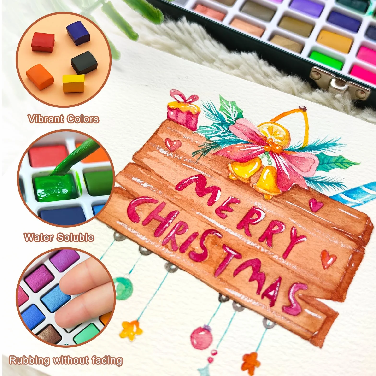 Artecho Juego de pintura de acuarela de 128 colores en caja portátil con paleta de acuarela, papeles de acuarela y pinceles, ideal para adultos, artistas y aficionados