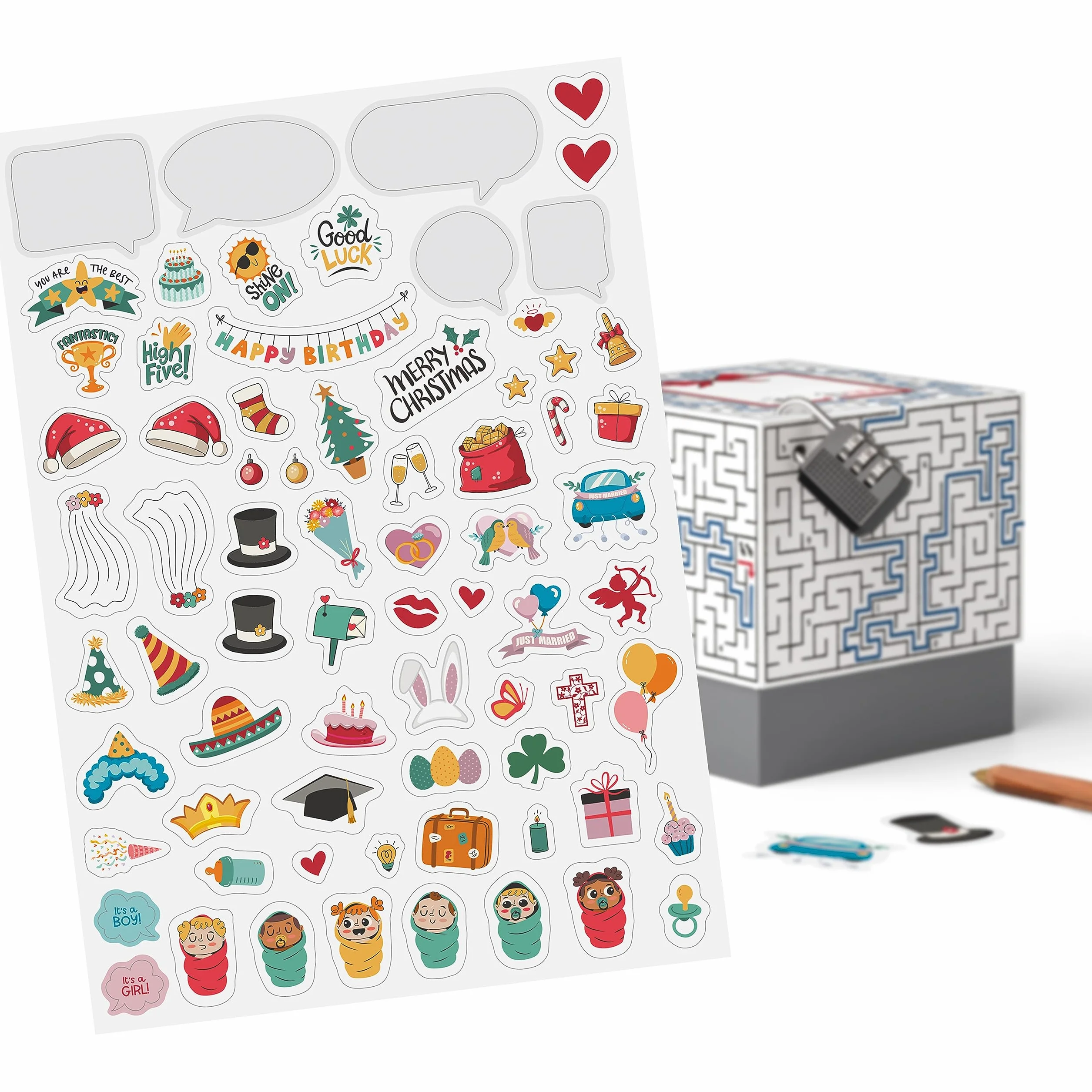 SURPRISA Caja de regalo, caja de rompecabezas, embalaje de regalo para vales, rompecabezas de laberinto, tamaño S (12 cm)