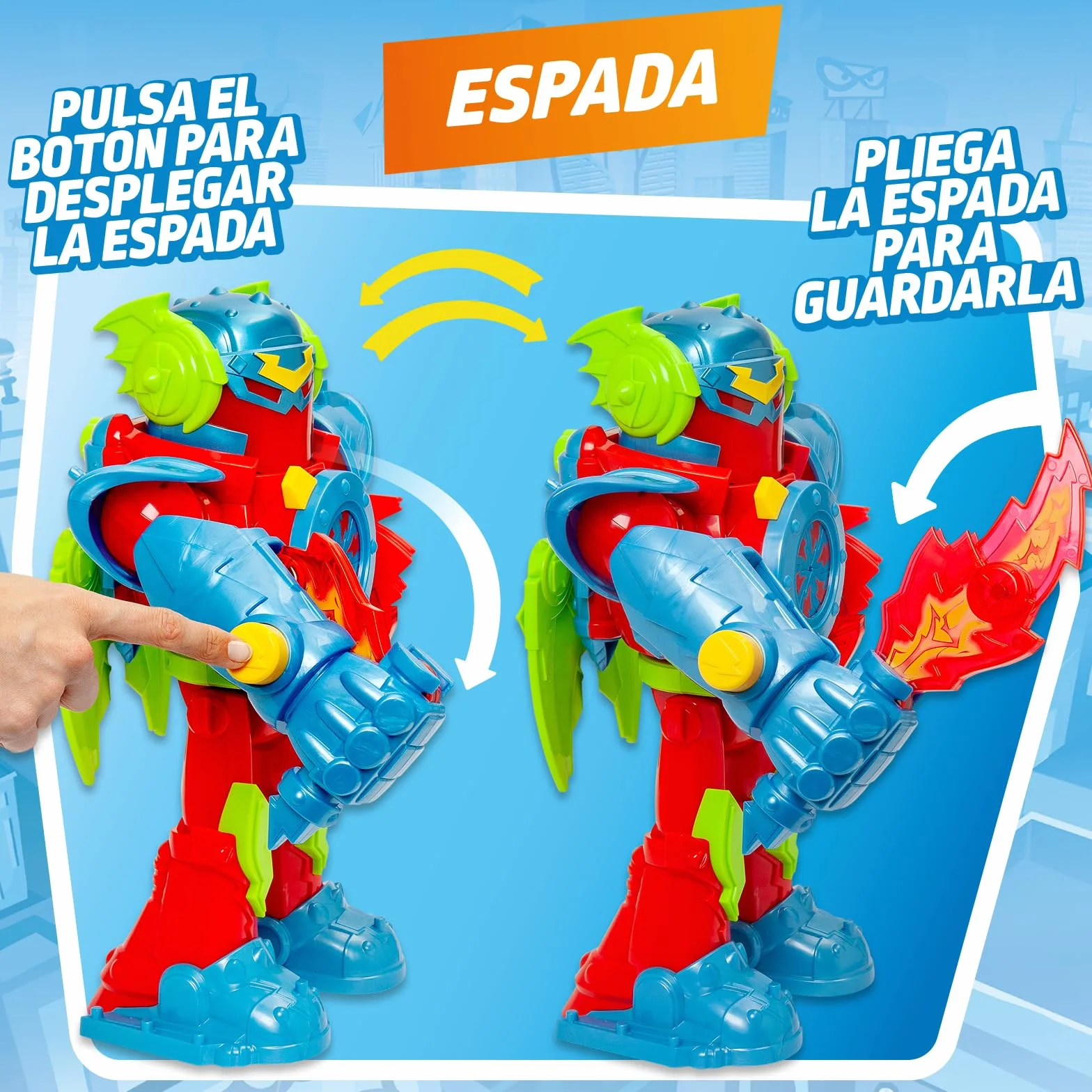 SUPERTHINGS KAZOOM Power Titan Fury Robot z Espada, Escudo, Alas y Disparador