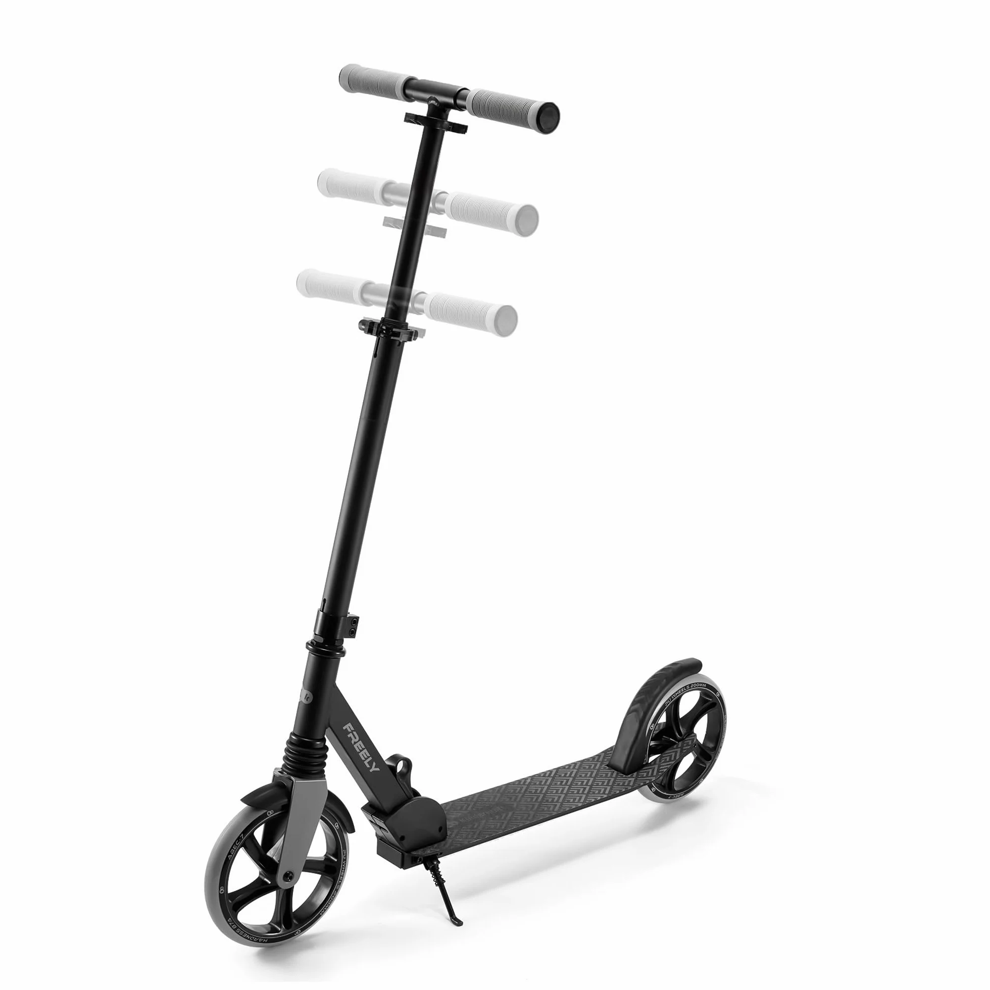 Kinderkraft Freely up to 100 kg, Scooter, Foldable Scooter, for Children from 5 Years and Adults, Large 20 cm PU Wheels, Adjustable Handlebar Height from 82 cm to 105 cm