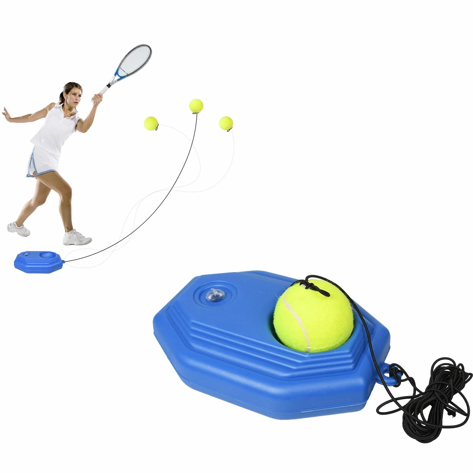 Entrenador de Tenis con Cuerda y Pelota de Entrenamiento, Herramienta de Autoaprendizaje