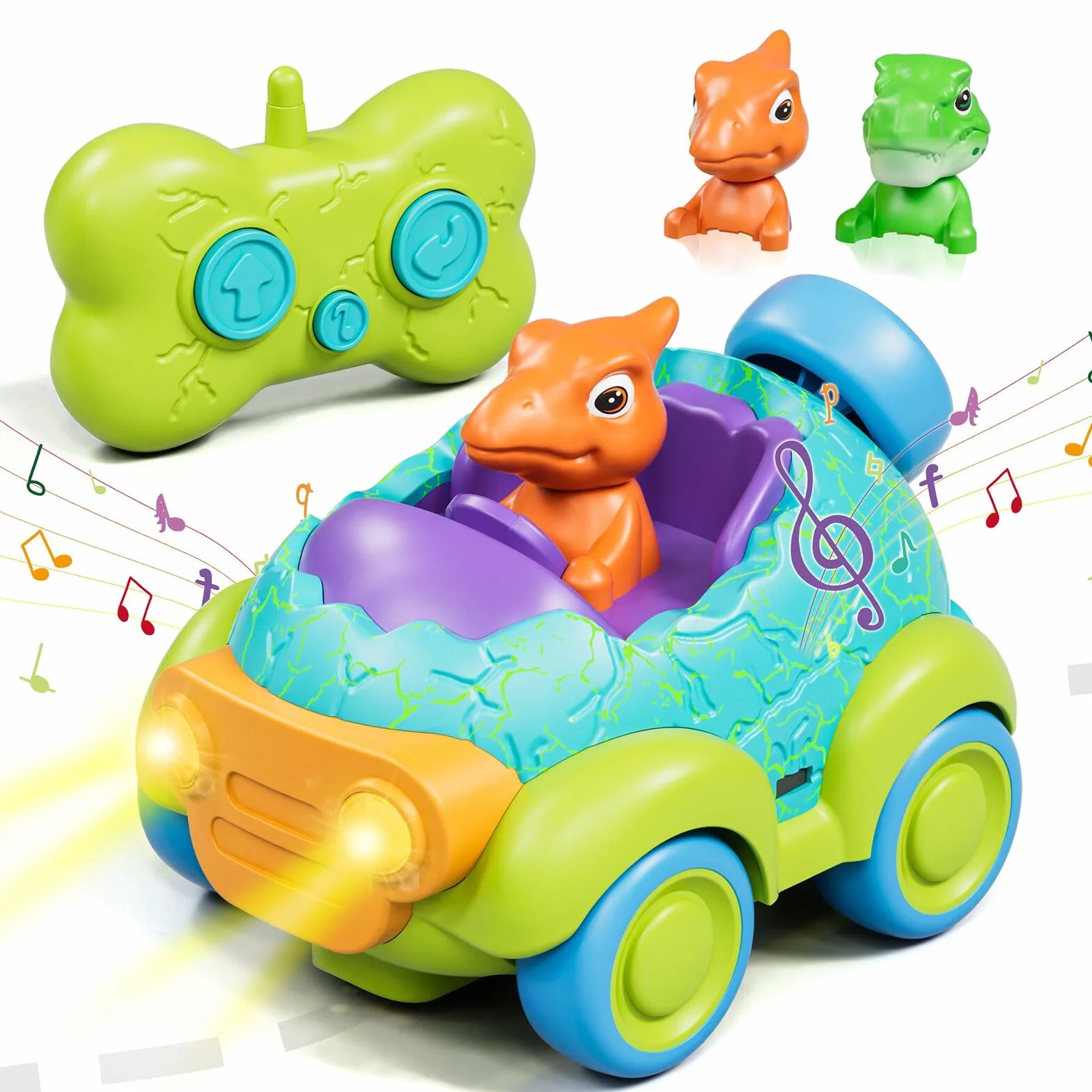 Lehoo Castle Coche Teledirigido Niños 3 Años, Dinosaurios Juguetes con Luces y Música, Juguete Niño 3 4 5 6 7 Años