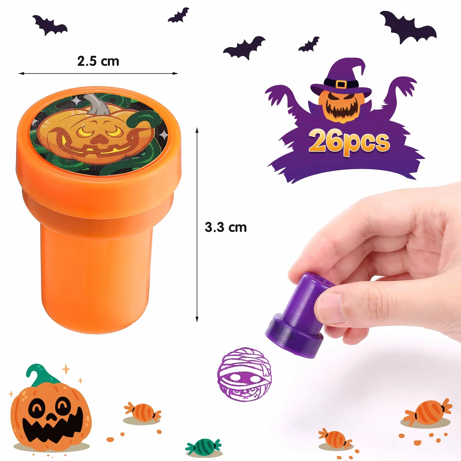 Kesote 26 Piezas Sellos de Halloween Juego de Sellos Multicolores Sellos Infantiles para Niños Manualidades para niños