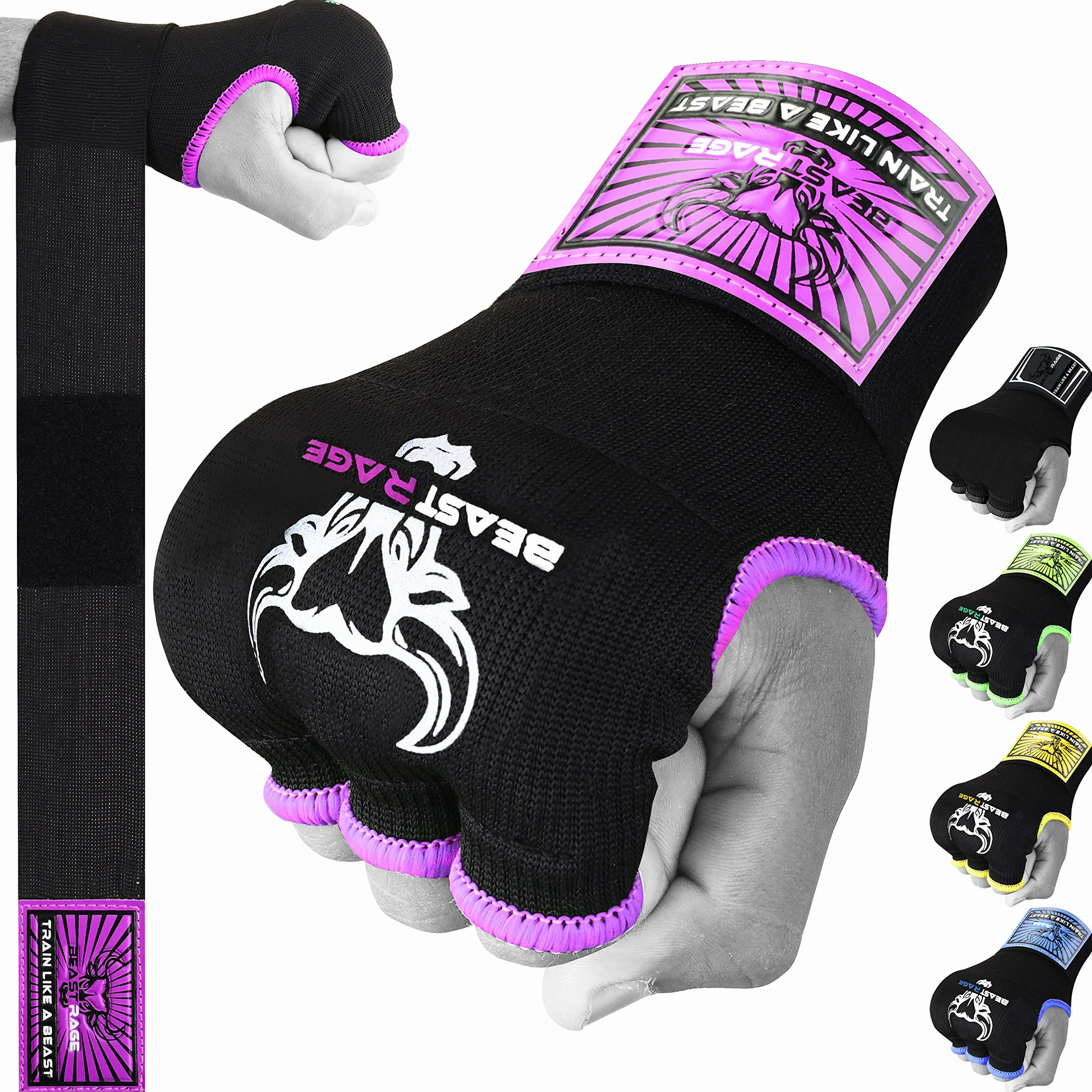 Beast Rage Guantes de Boxeo de Gel 75 cm Largo Acolchados Entrenamiento Muay Thai UFC