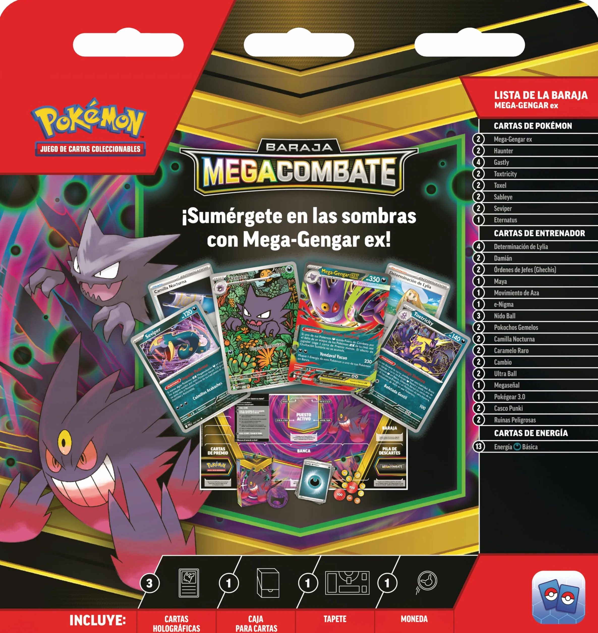 Pokémon: Baraja Megacombate de Mega-Gengar ex de JCC Pokémon (1 baraja de 60 Cartas Lista para Jugar)