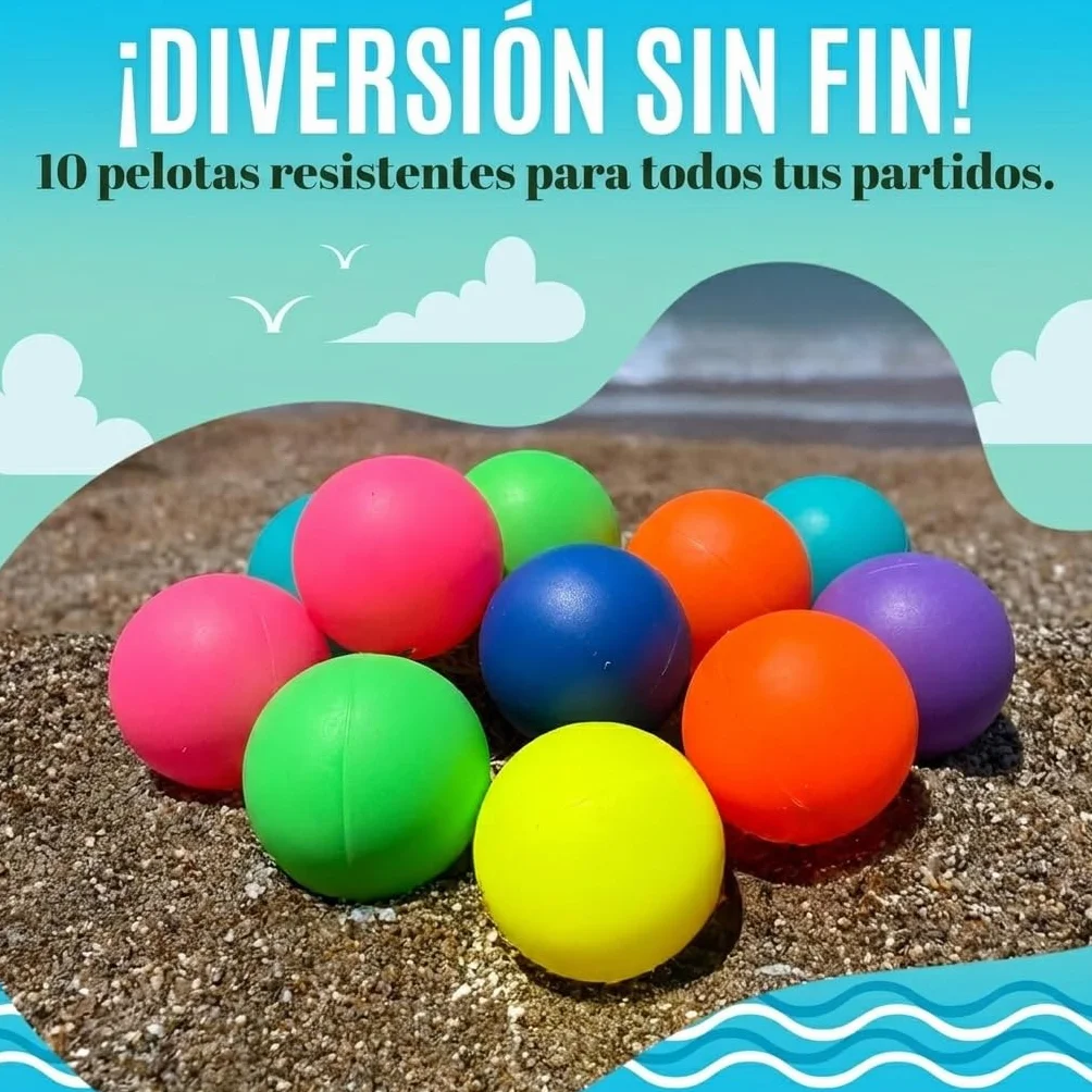 Genérico 10 Pelotas de Repuesto para Palas Playa | Resistentes, Ligeras y Alta Visibilidad | Accesorios para Raquetas | Juegos Playa y Juguetes Verano