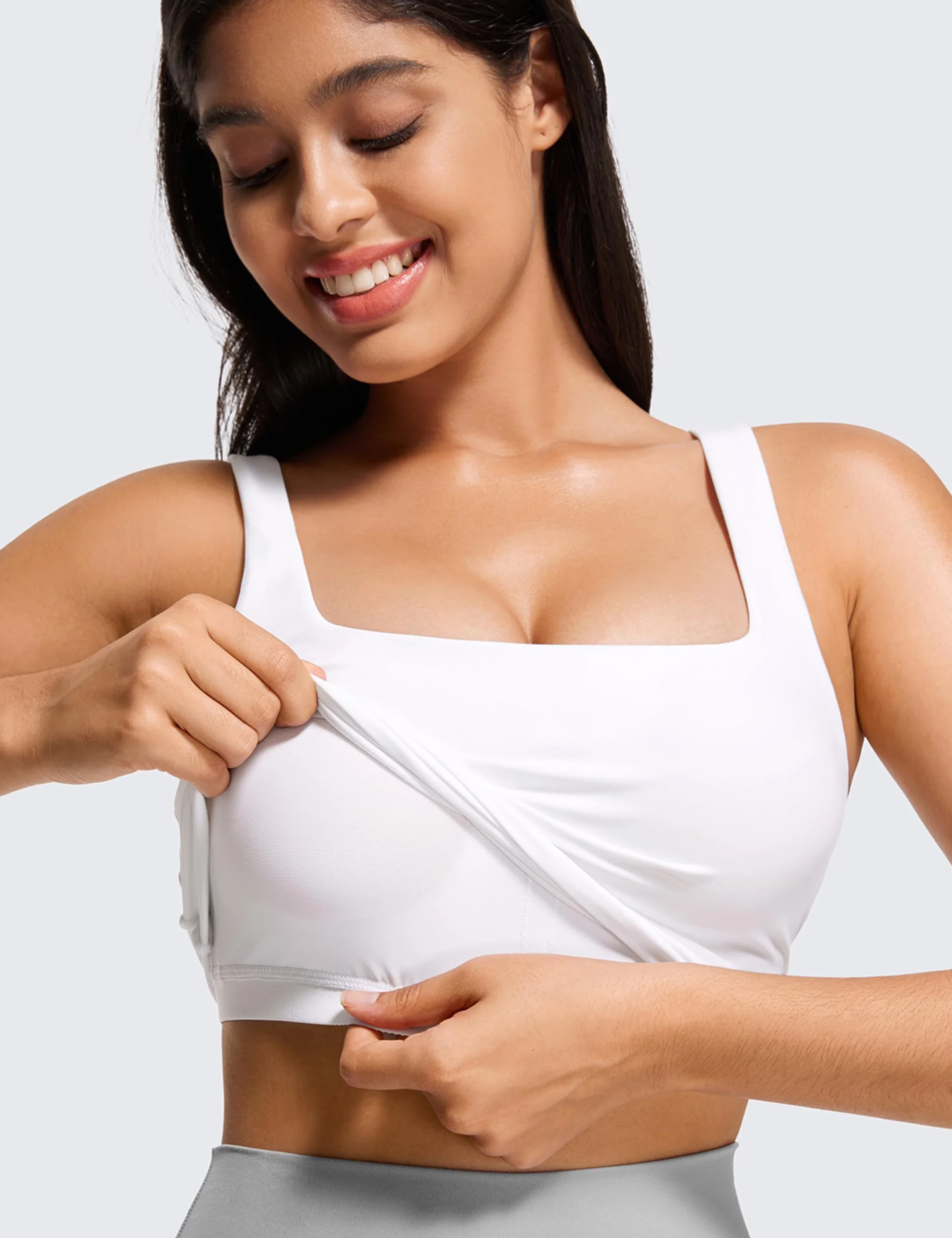CRZ YOGA Butterluxe Sujetador Deportivo Cuadrado Cuello Palangre Yoga Acolchado Tanque Tops