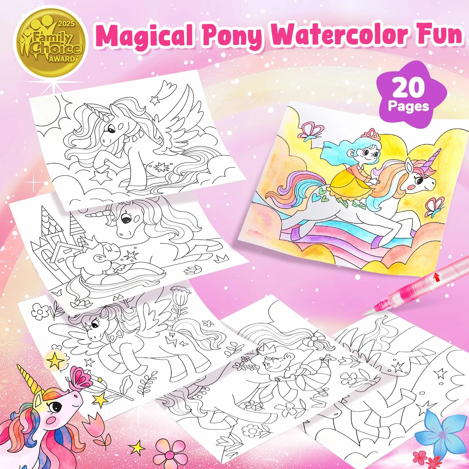 JoyCat Libro para colorear con acuarelas para niños pequeños a partir de 3-8 años, juego de acuarela para arte y manualidades, juguete educativo como regalo de cumpleaños para niños y niñas