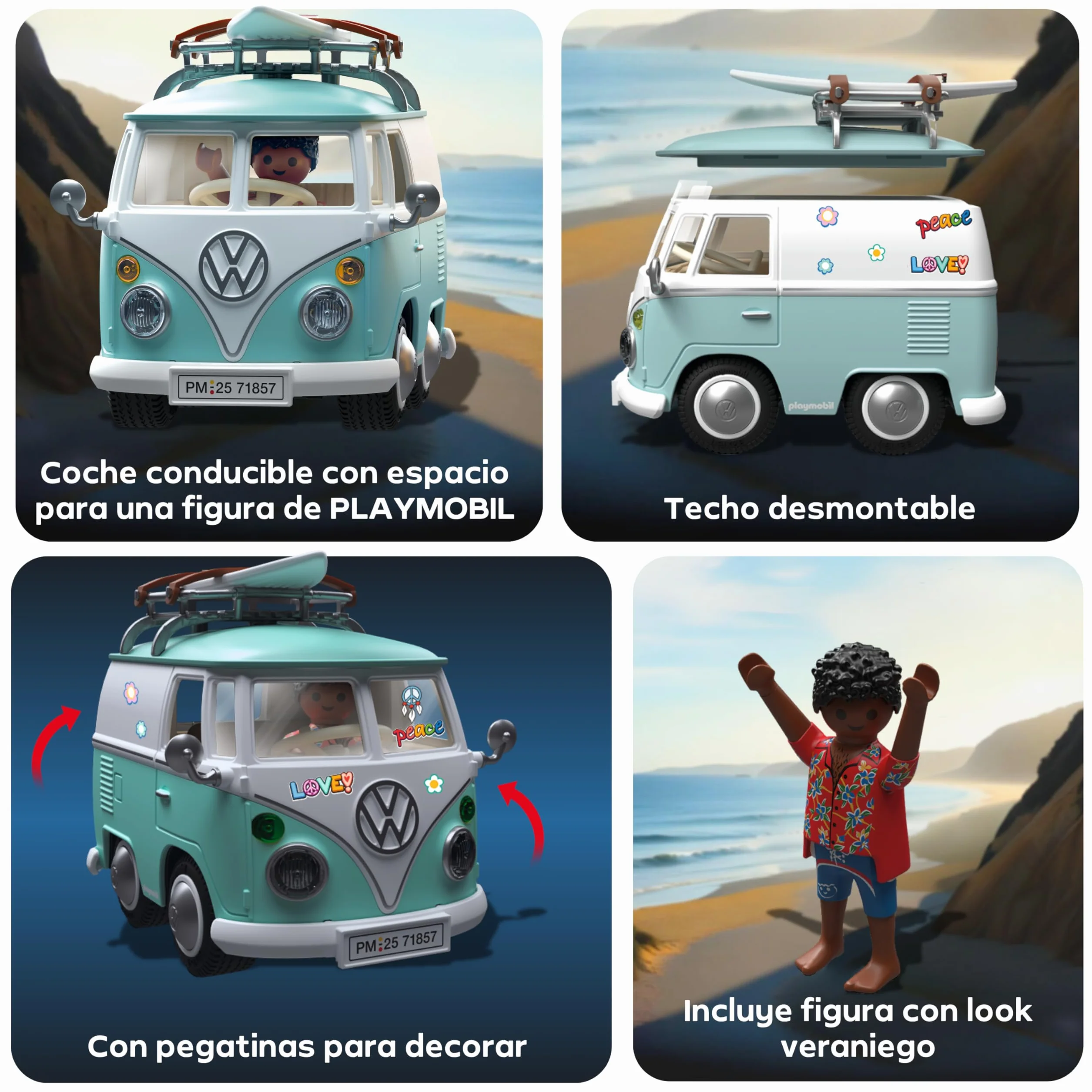 PLAYMOBIL | Collector Cars | Volkswagen T1 Camper | Coche de colección para Adultos y niños | con Pegatinas para Personalizar | Regalo para Fans de Autos | Diseño detallado | 71857