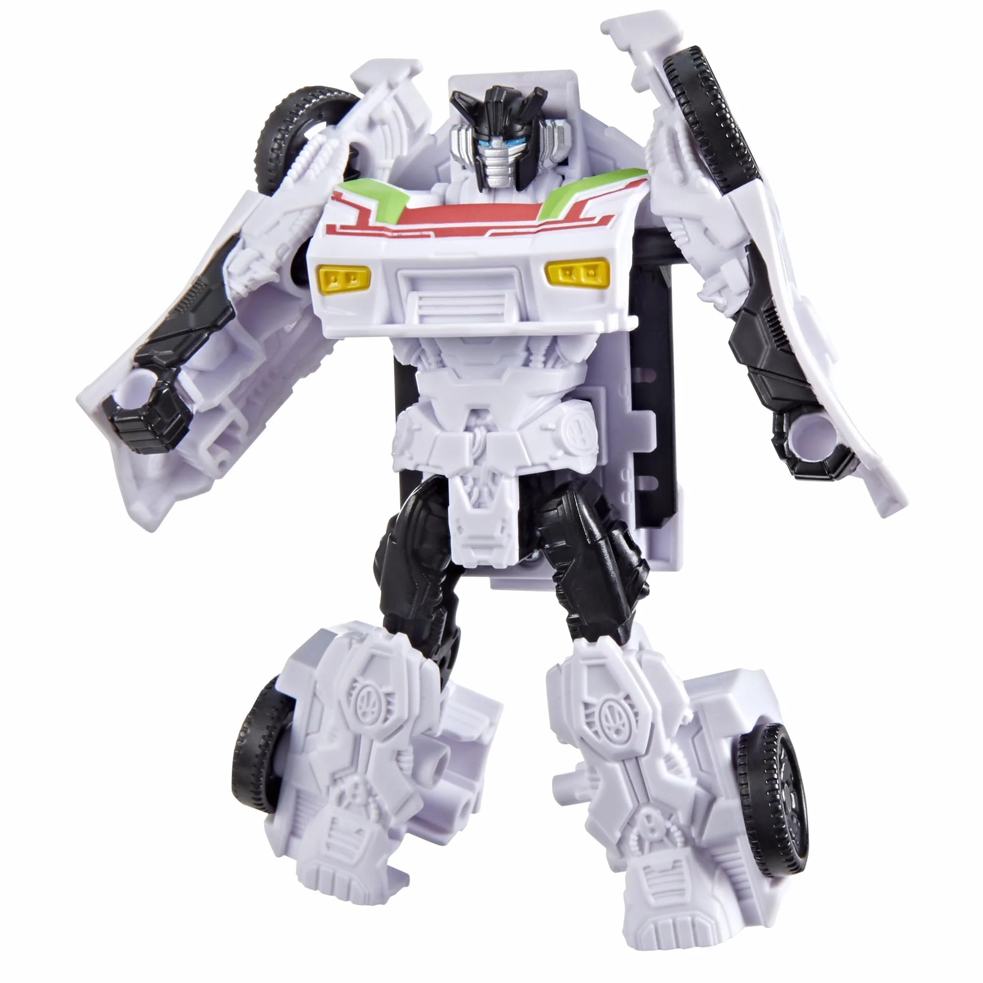 Transformers Hasbro Cyberworld, Wheeljack, Figura de Acción 2 en 1, Coche de Juguete para Niños y Niñas de 6 Años o Más, Color Blanco y Rojo, Diversión y Acción, Coleccionable, Idea Regalo