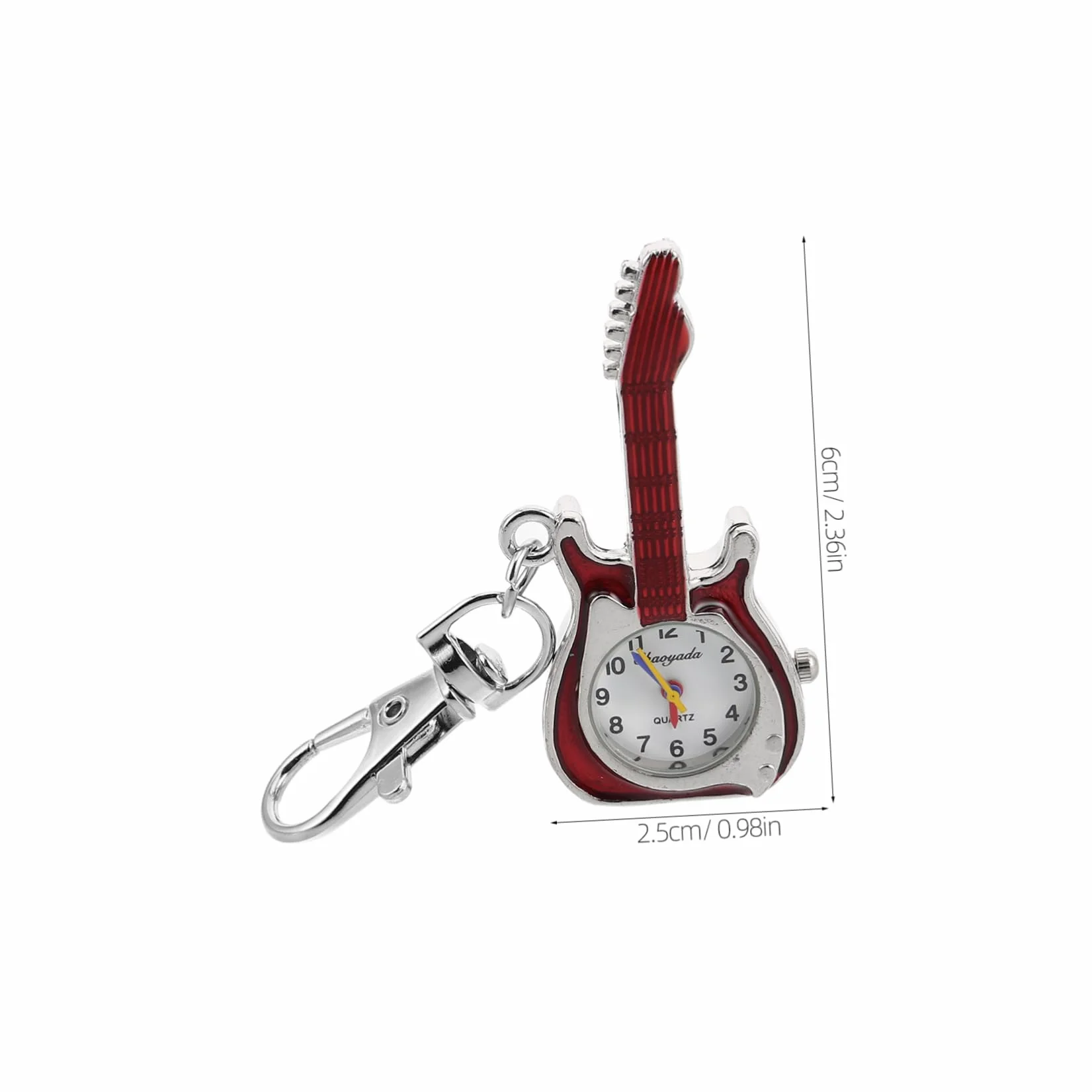 Reloj Llavero Forma de Guitarra para Niños, Reloj de Bolsillo de Cuarzo Compacto Portátil