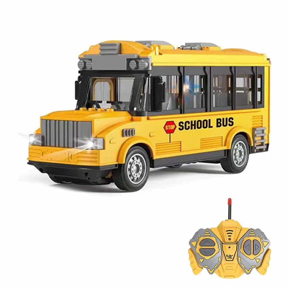 Autobús de control remoto, autobús RC 1/30 4CH con música ligera, puerta apertura, autobús juguete de interacción padre-hijo
