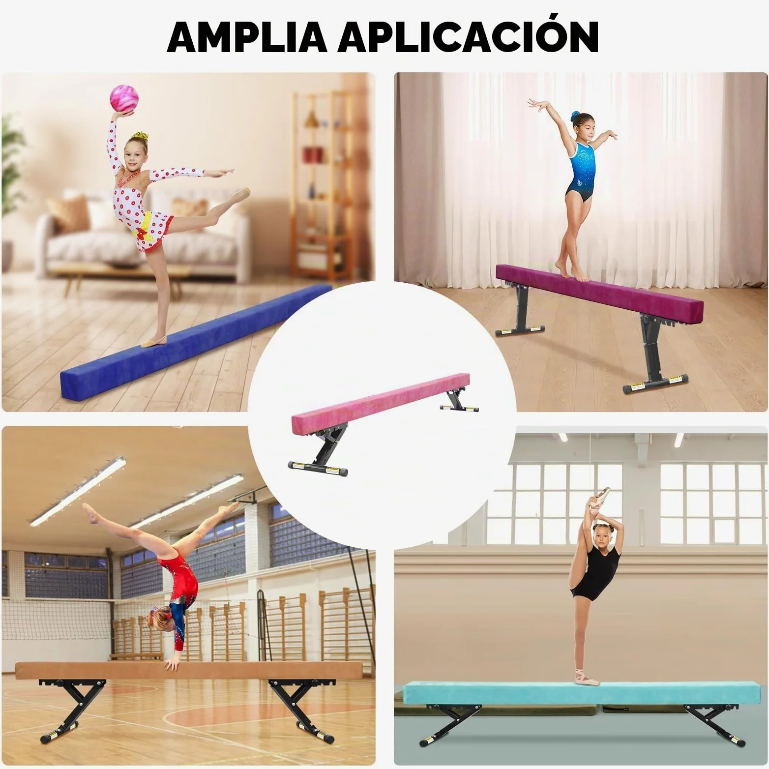 Barra de Equilibrio para niños, Plegable, 244 cm, 5 Alturas Ajustables, bajo, Barra de Equilibrio para casa, Entrenamiento en Interiores y Exteriores, con Pierna
