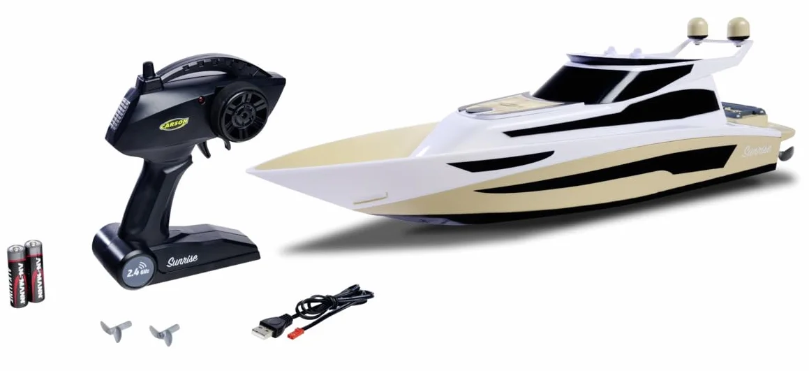 Carson 500108059 Yate RC Hurikan 2.4G 100% RTR - Barco teledirigido, Barco RC, Juguete teledirigido para niños y Adultos, Incluye Mando a Distancia