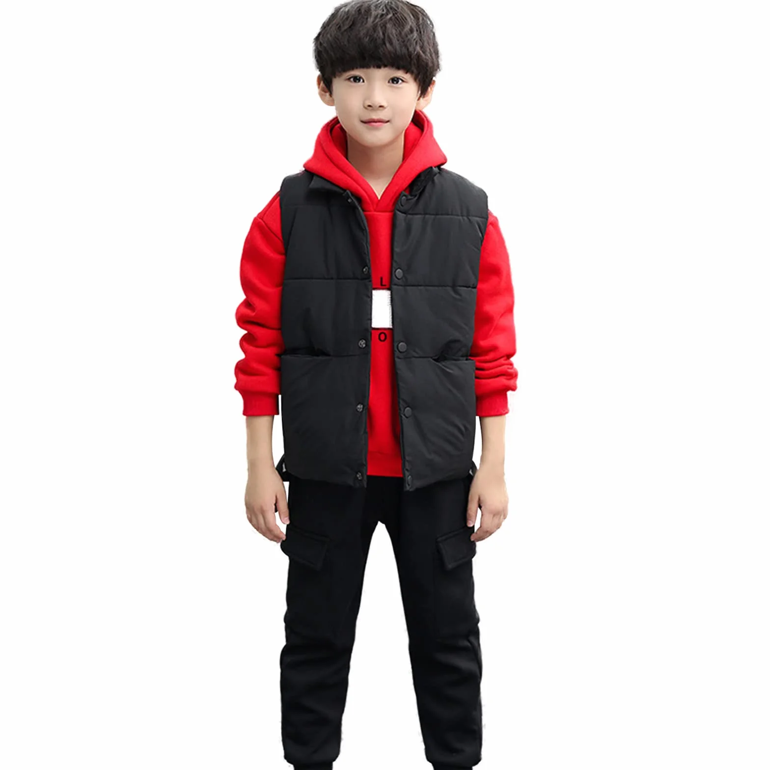 Amropi Chándal Niños 3 Piezas Sudadera Capucha Chaleco Pantalones Jogging Conjunto 3-12 años