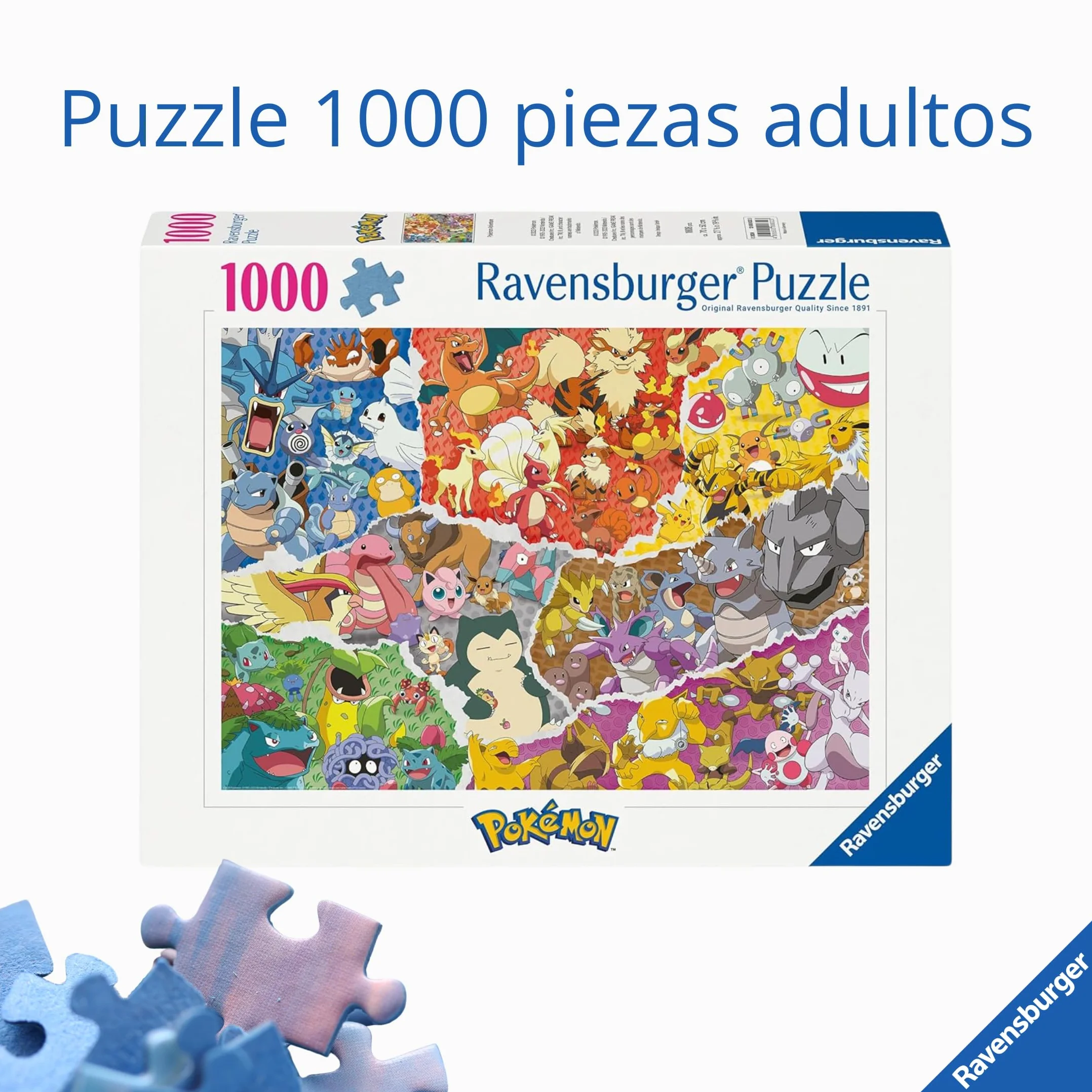 Ravensburger - Puzzle Pokemon | Puzzle 1000 Piezas | Puzzles Adultos 70x50cm | Puzzles Pokemon 1000 Piezas | Rompecabezas Adultos y Niños +14 años