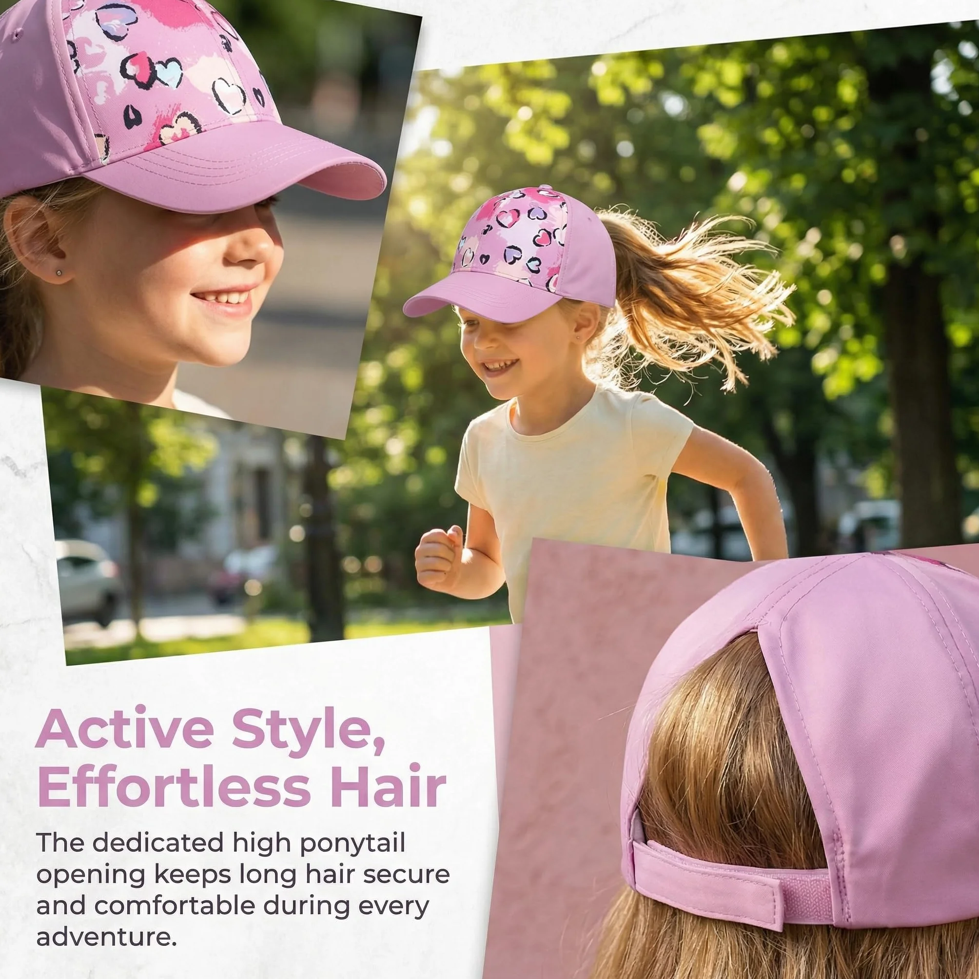 YAMEE Gorra de Béisbol para Niñas Suave Transpirable Cola de Caballo