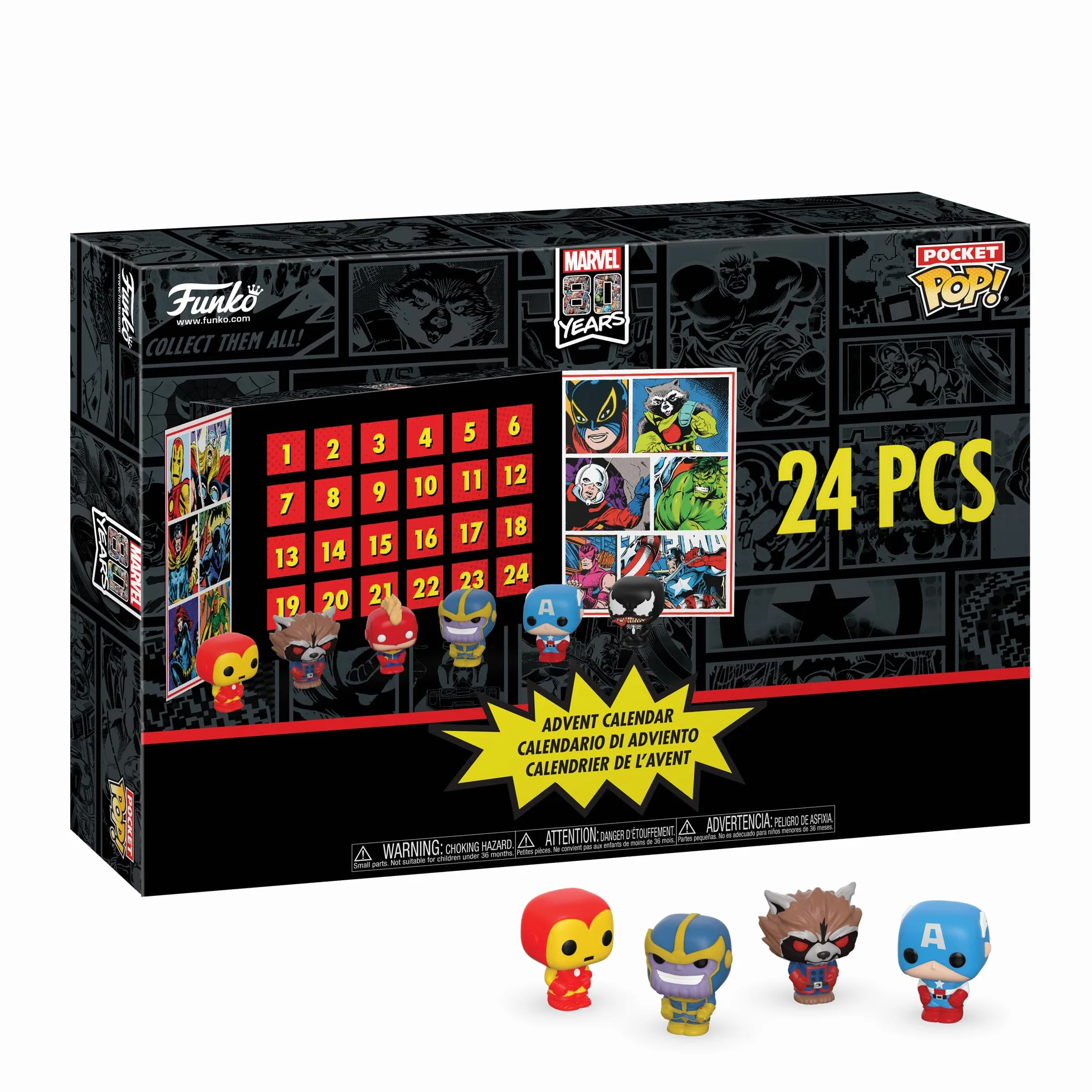 Funko Advent Calendar: Marvel 24pc - Iron Man - (Pocket POP!) - Marvel Comics - Calendario De Adviento - 24 Días De Sorpresas - Figura Miniatura Coleccionable - Caja Misteriosa - Idea De Regalo