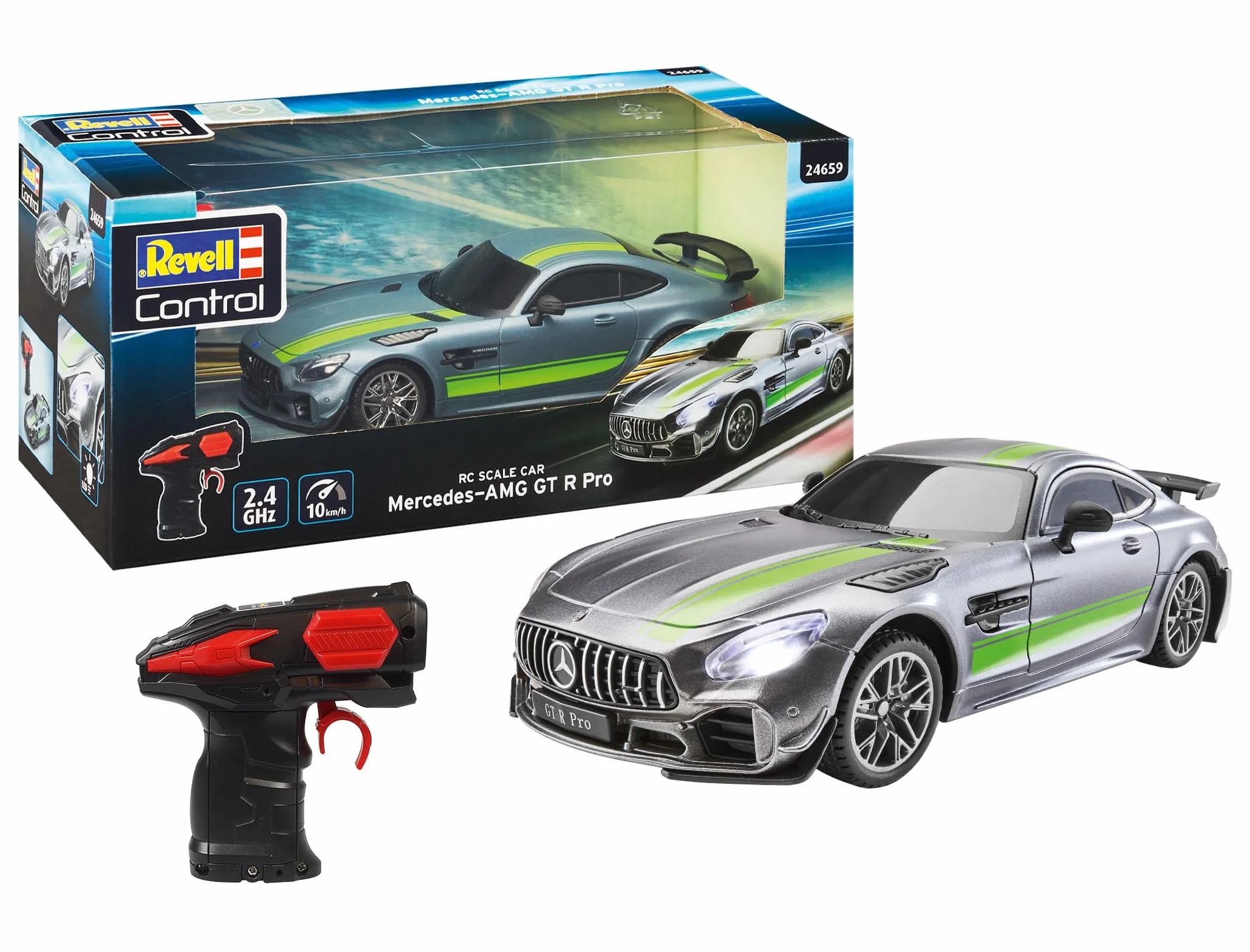 Revell- RC Scale Car Mercedes Benz AMG GTR Coche teledirigido, Color Gris (24659)