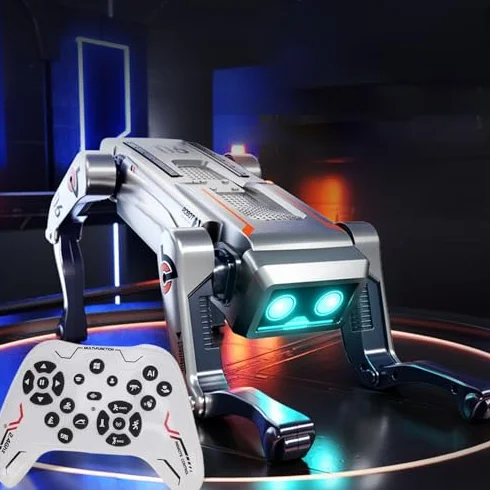 Perro Robot Programable, Control Remoto, Mascota Robótica Interactiva con IA para Niños y Adultos, con Música y Efectos de Luz para el Aprendizaje Stem