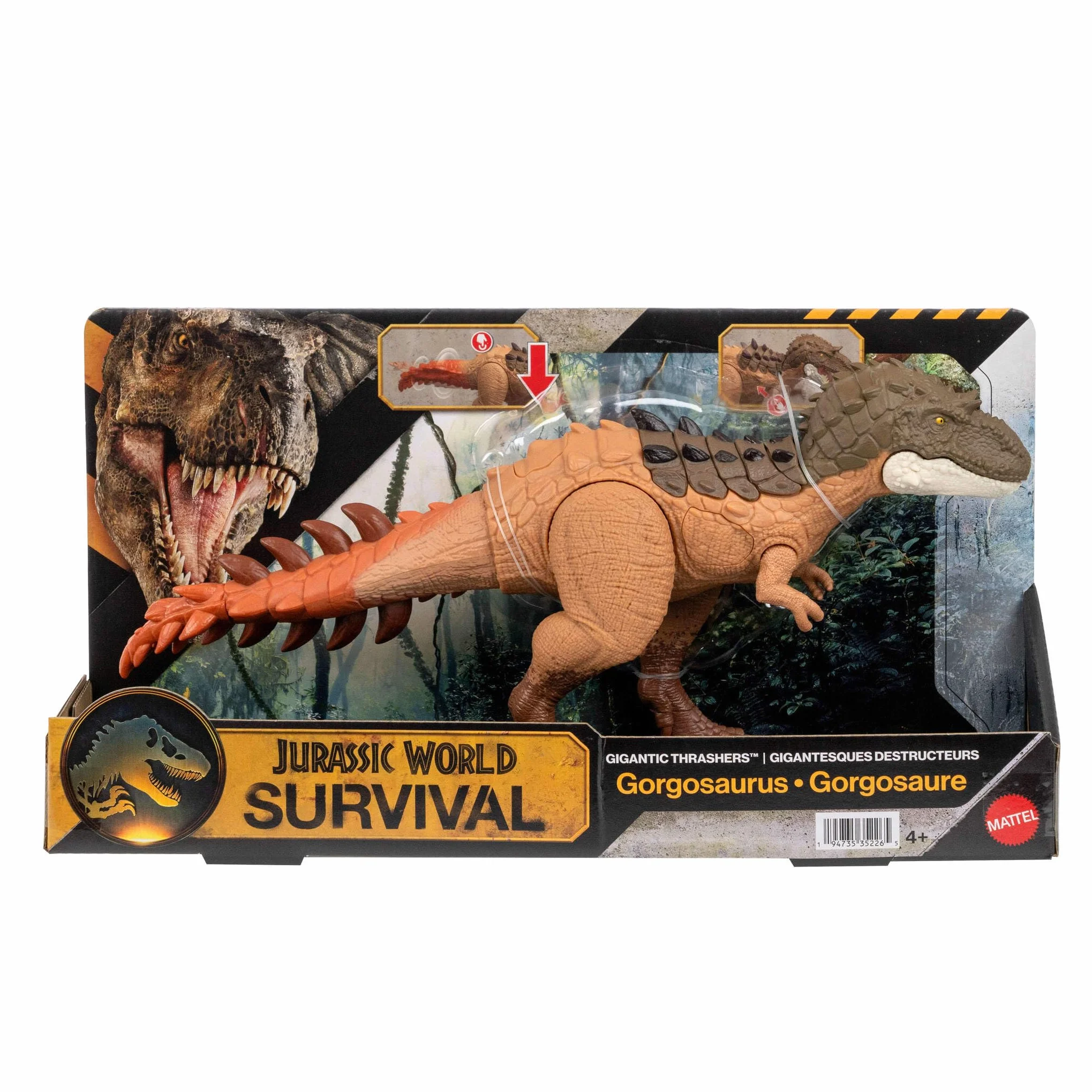 Mattel Jurassic World Grandes embestidas Gorgosaurio Grande Juguete de Figura de Dinosaurio con 2 Funciones de Ataque y evolución, Juego Digital, JKL86