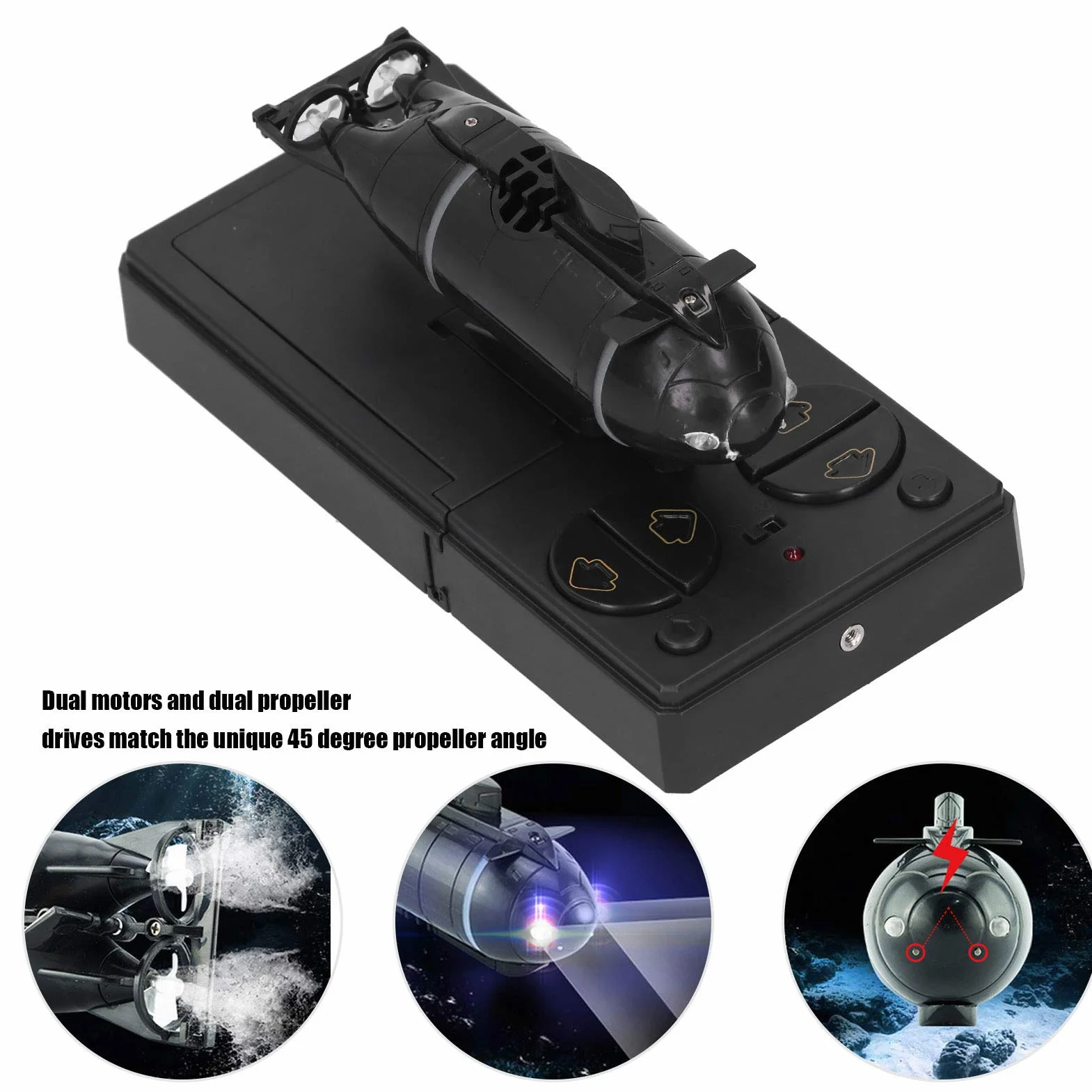 Submarino de Control Remoto, Submarino RC de 6 Canales con Controlador 2.4G, Modelo de Alta simulación para niños y niñas Ideal para Juegos de bañera o Piscina