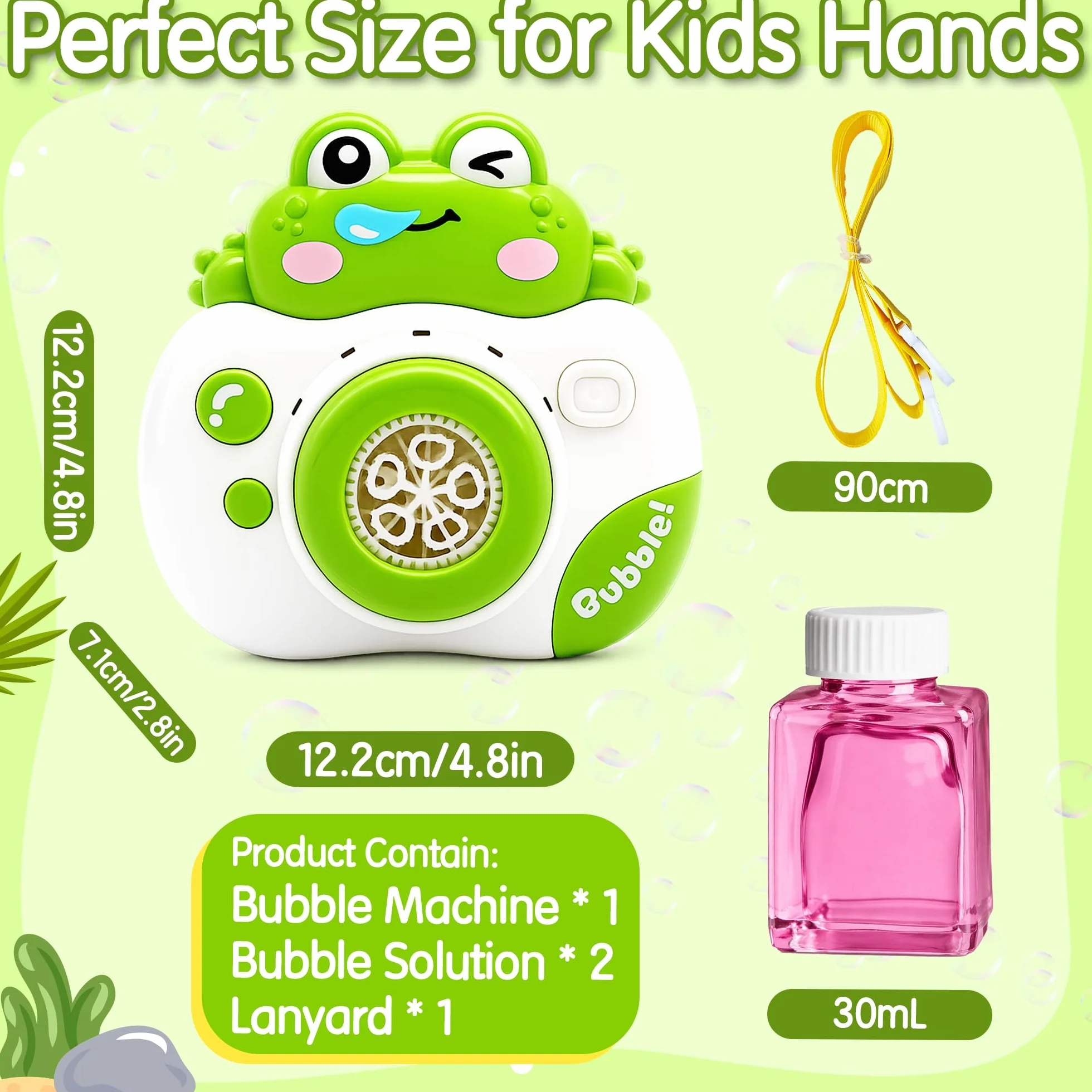 Máquina de Burbujas Rana Cámara, Máquina Automática de Burbuja con Sonido y Luz, Maquina Pompas Jabon con Concentrado de Burbujas, Juguete para 3-8 Años Niños Fiesta Cumpleaños al Aire Libre Regalo