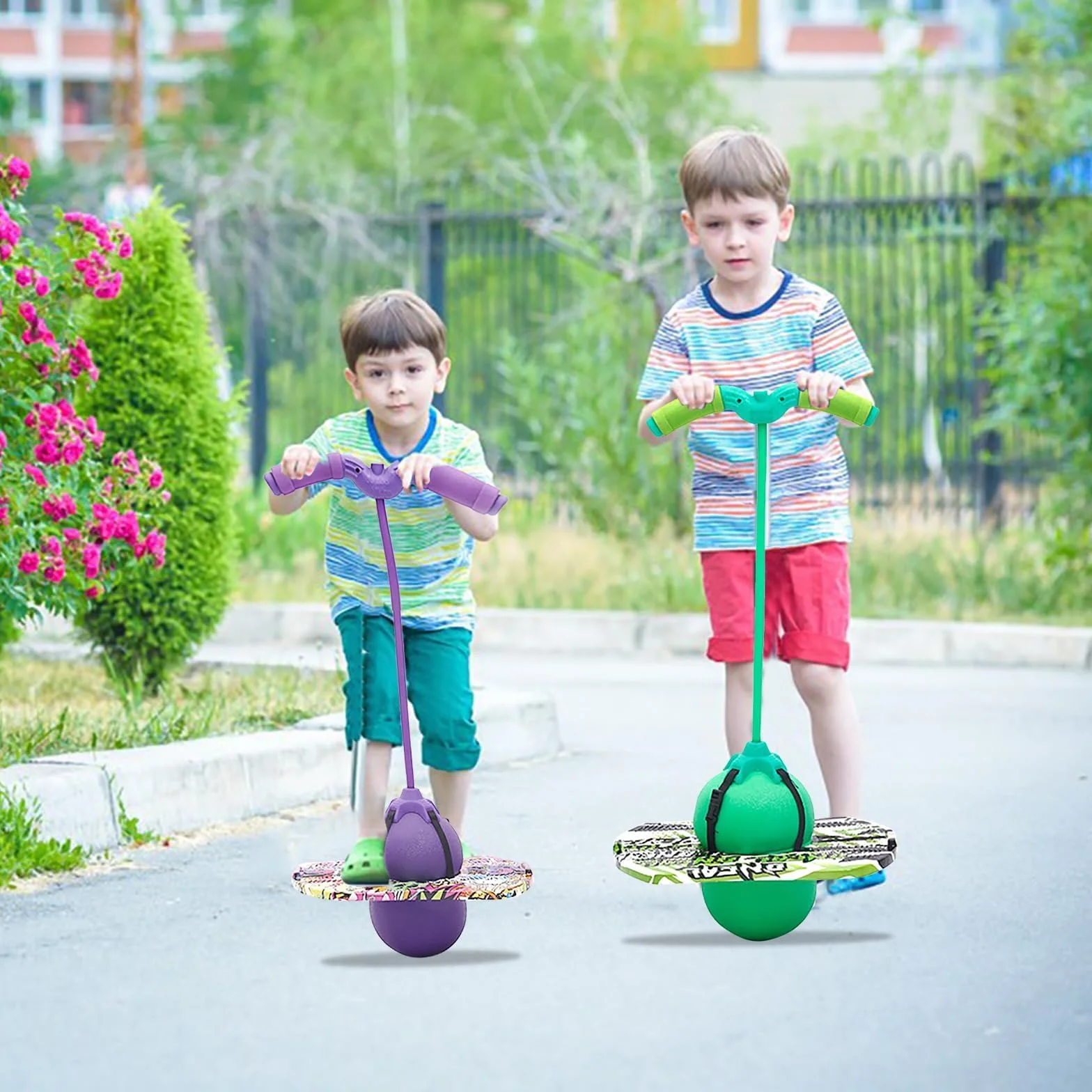 MeYuxg Saltador Niños, Pelota Saltarina Niños, 100 kg de Capacidad de Carga, Pogo Stick Adulto Niños, Skip Ball con Asa, Pogo Saltarin para Entrenamiento del Equilibrio y Deportes (Morado)
