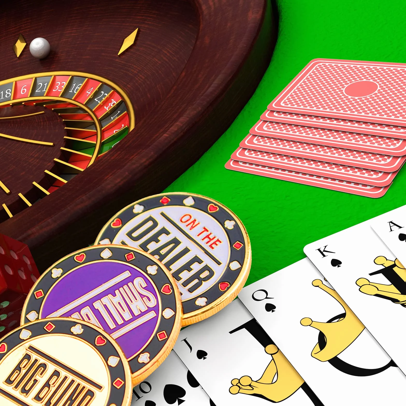 Muka Juego de 3 botones de póquer de metal fichas de póquer, botón de crupier, ciega grande y crupier para mesa de póquer de Texas Craps