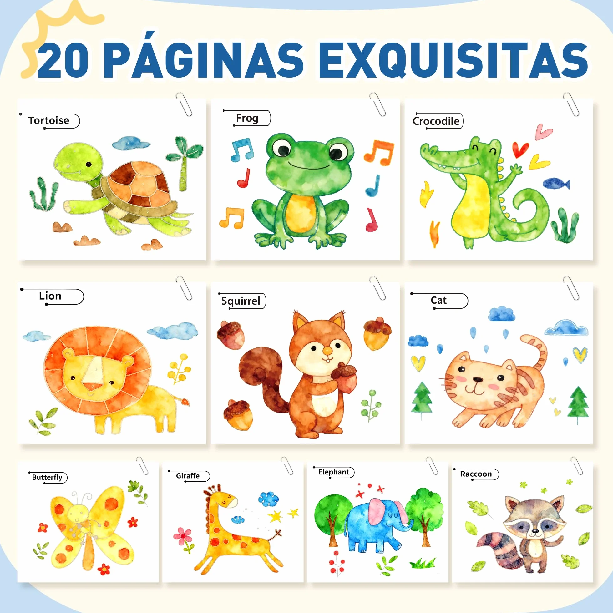 YPLUS Pintura con Libros de Agua para Niños Pequeños，Papel de Acuarela para Edades de 1 a 4 años，Regalo de Arte Artesanal con Pincel e Ilustraciones de Animales Incluidas