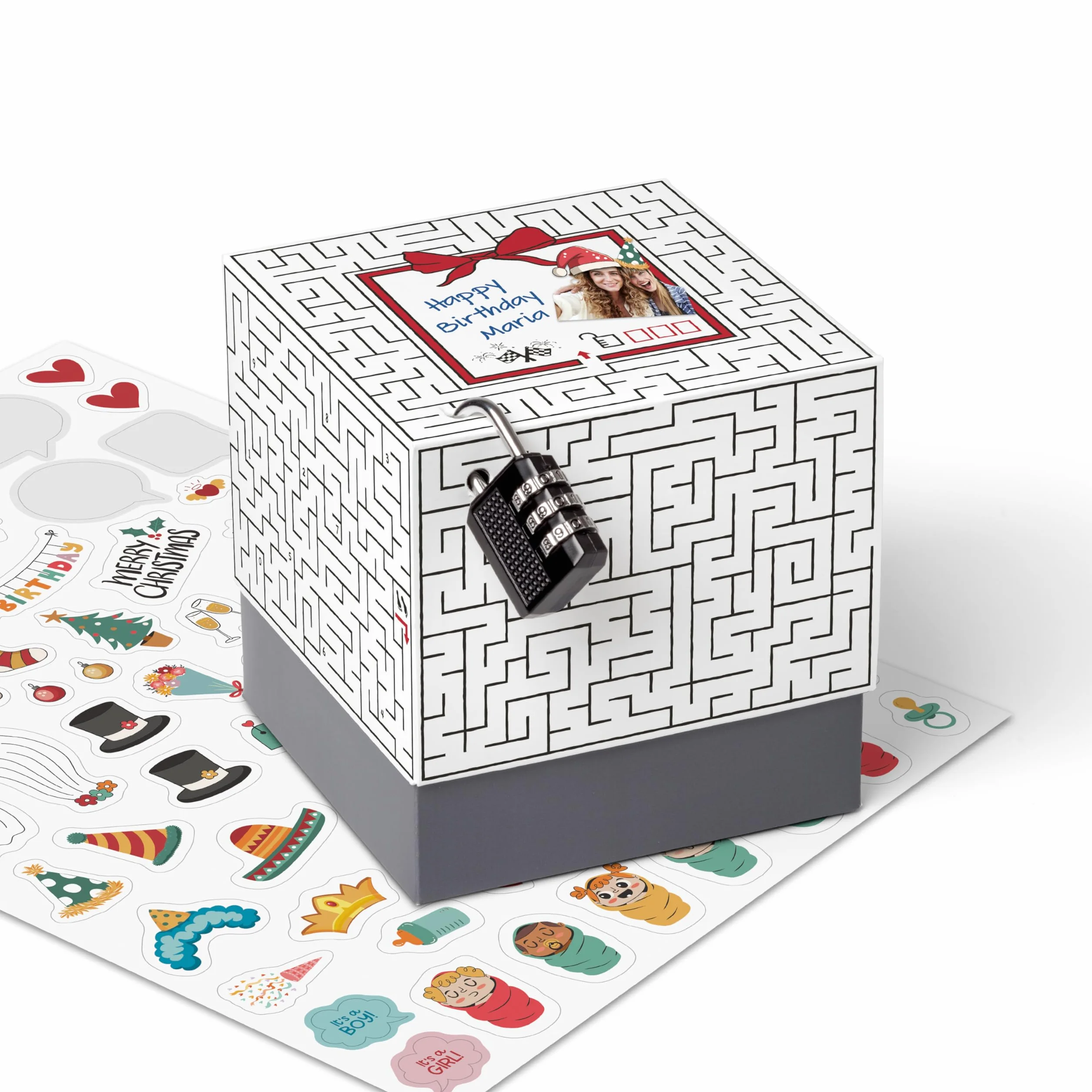SURPRISA Caja de regalo, caja de rompecabezas, embalaje de regalo para vales, rompecabezas de laberinto, tamaño S (12 cm)