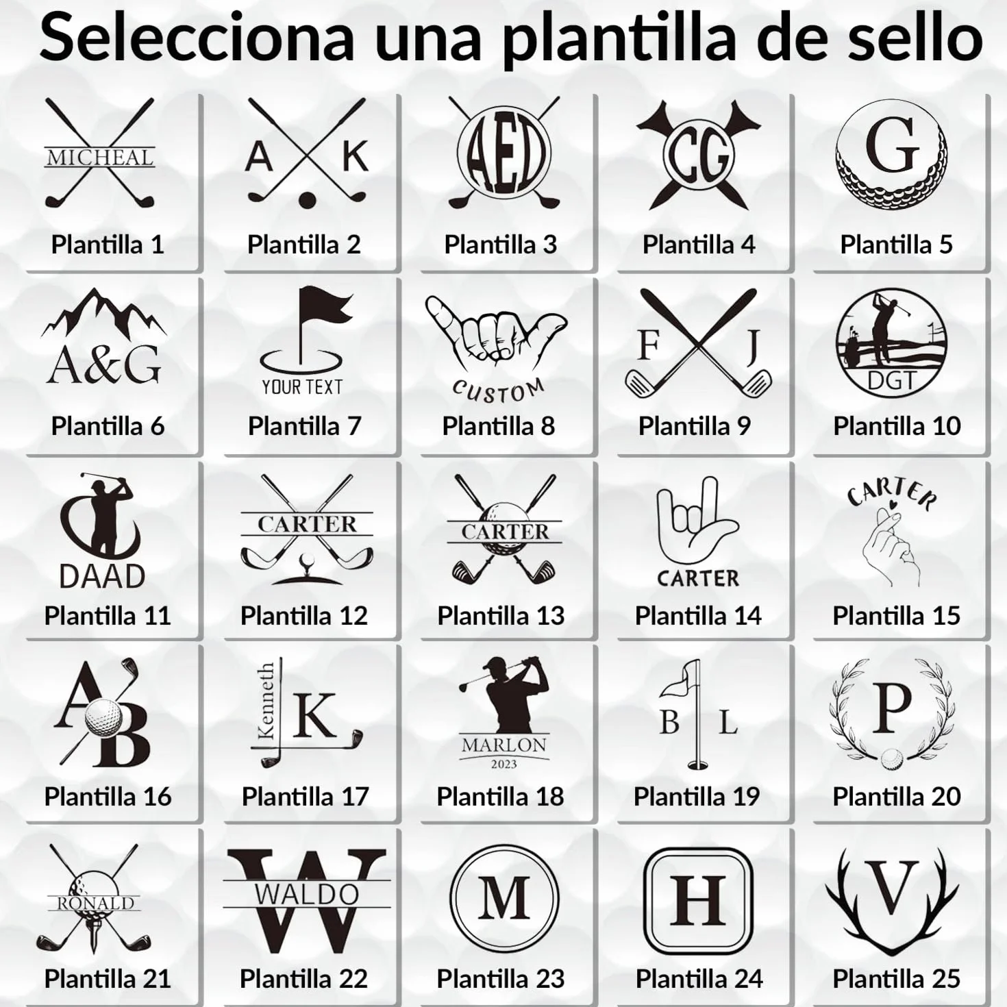 Sello de Pelota de Golf Personalizado con Nombre, Iniciales o Logo - Tinta Impermeable Recargable - Accesorio Regalo para Golfistas