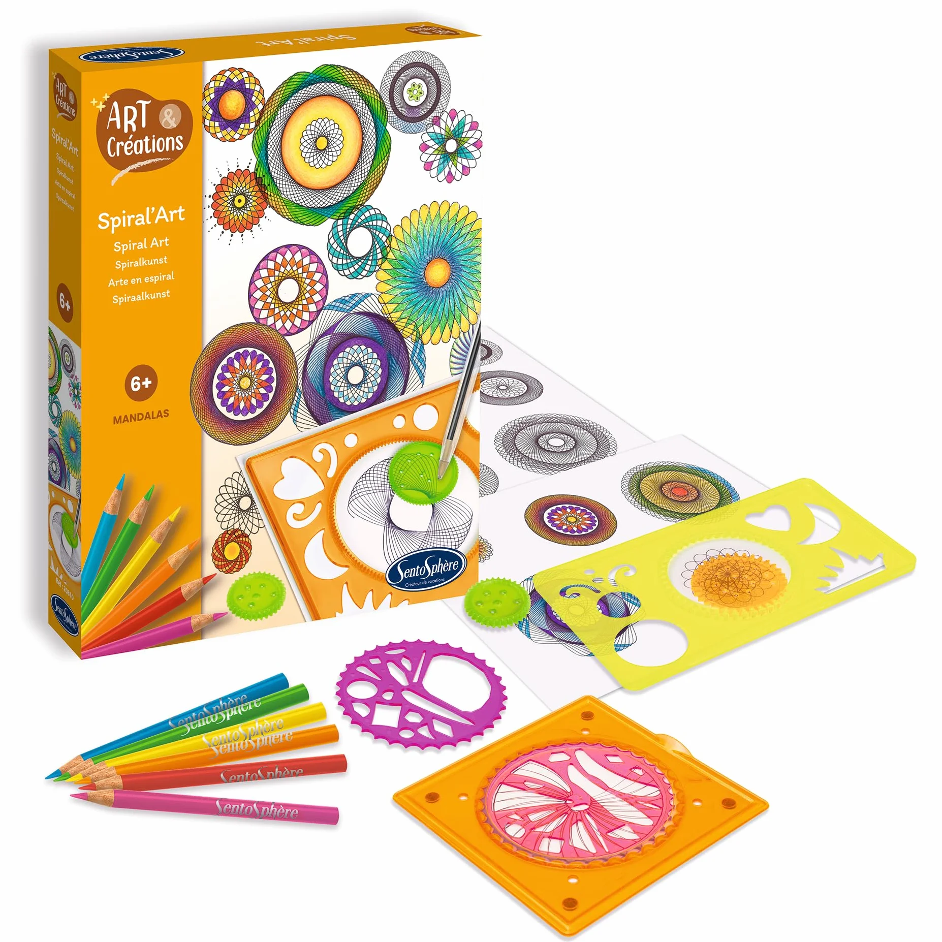 Sentosphere 3920810 - Kit de manualidades en espiral, diseño de mandala, kit creativo para niños y adultos