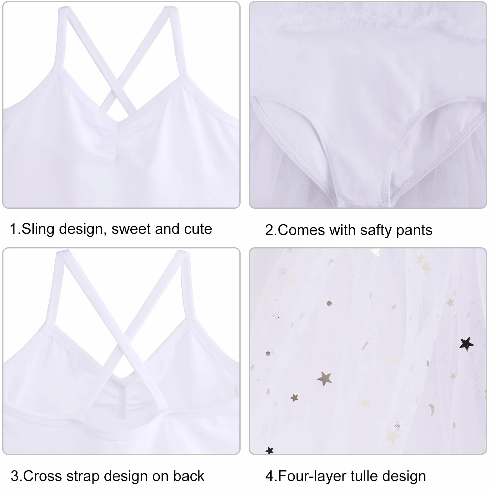 Bezioner Maillot de Danza Tutú Vestido de Ballet sin Mangas Algodón Body Clásico para Niñas