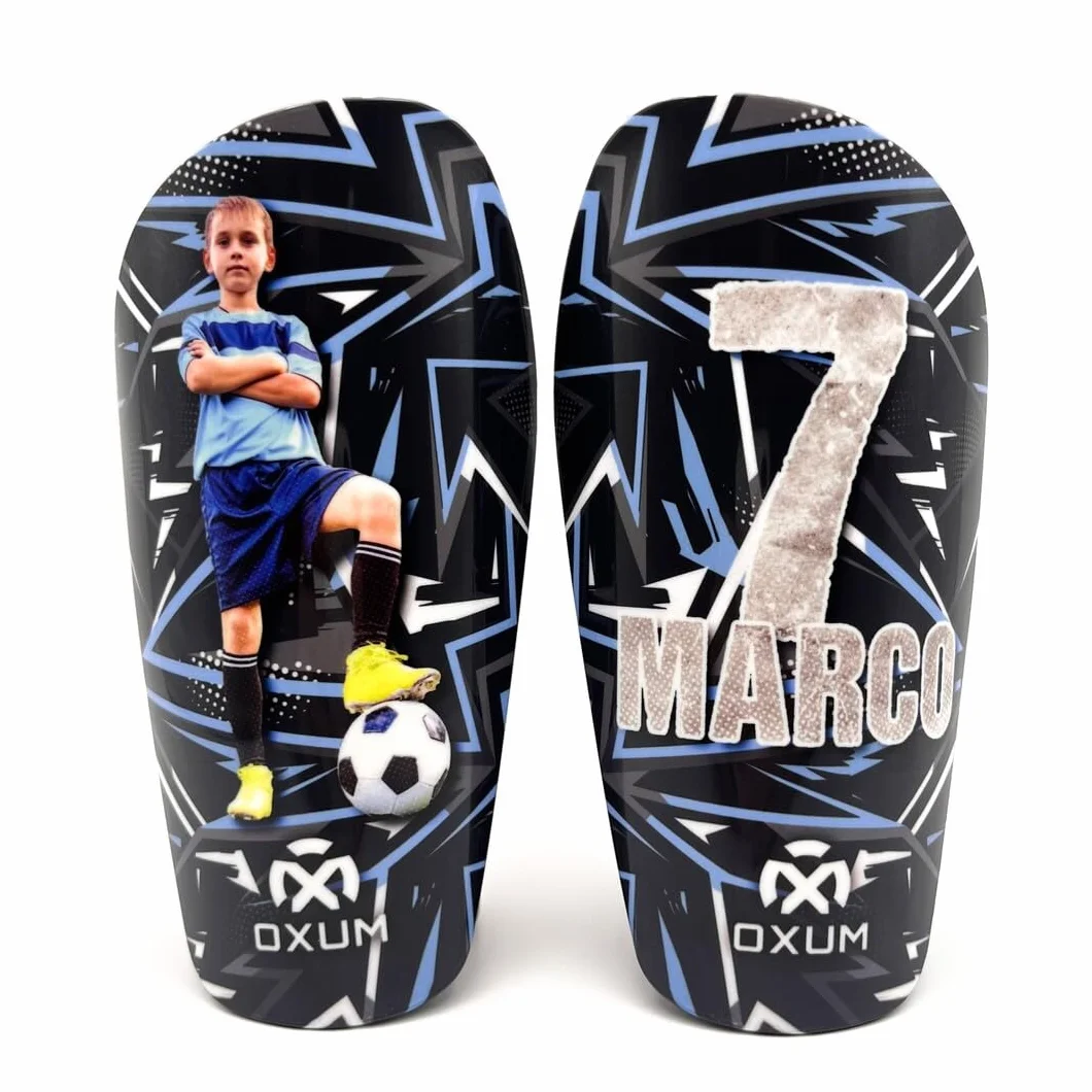 Oxum Sport Espinilleras de Fútbol Personalizadas Niños Adultos Foto Número Nombre Bolsita Regalo Gama One