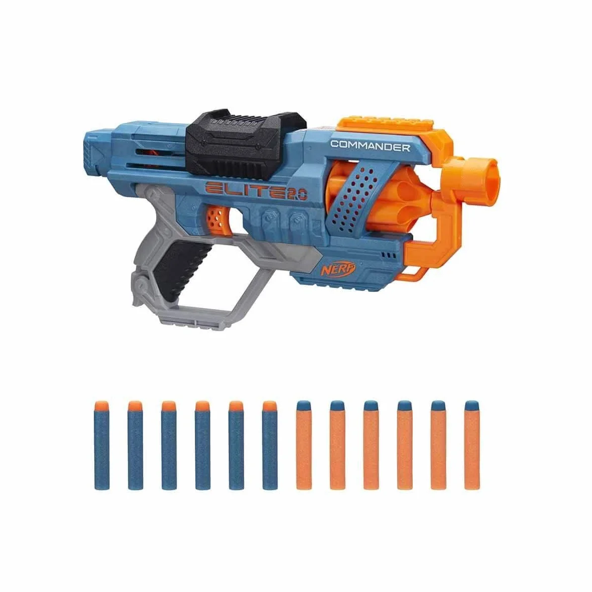 Hasbro Nerf 2.0 Commander RC-6 Lanzador de Dardos de Juguete 12 Dardos Tambor Giratorio