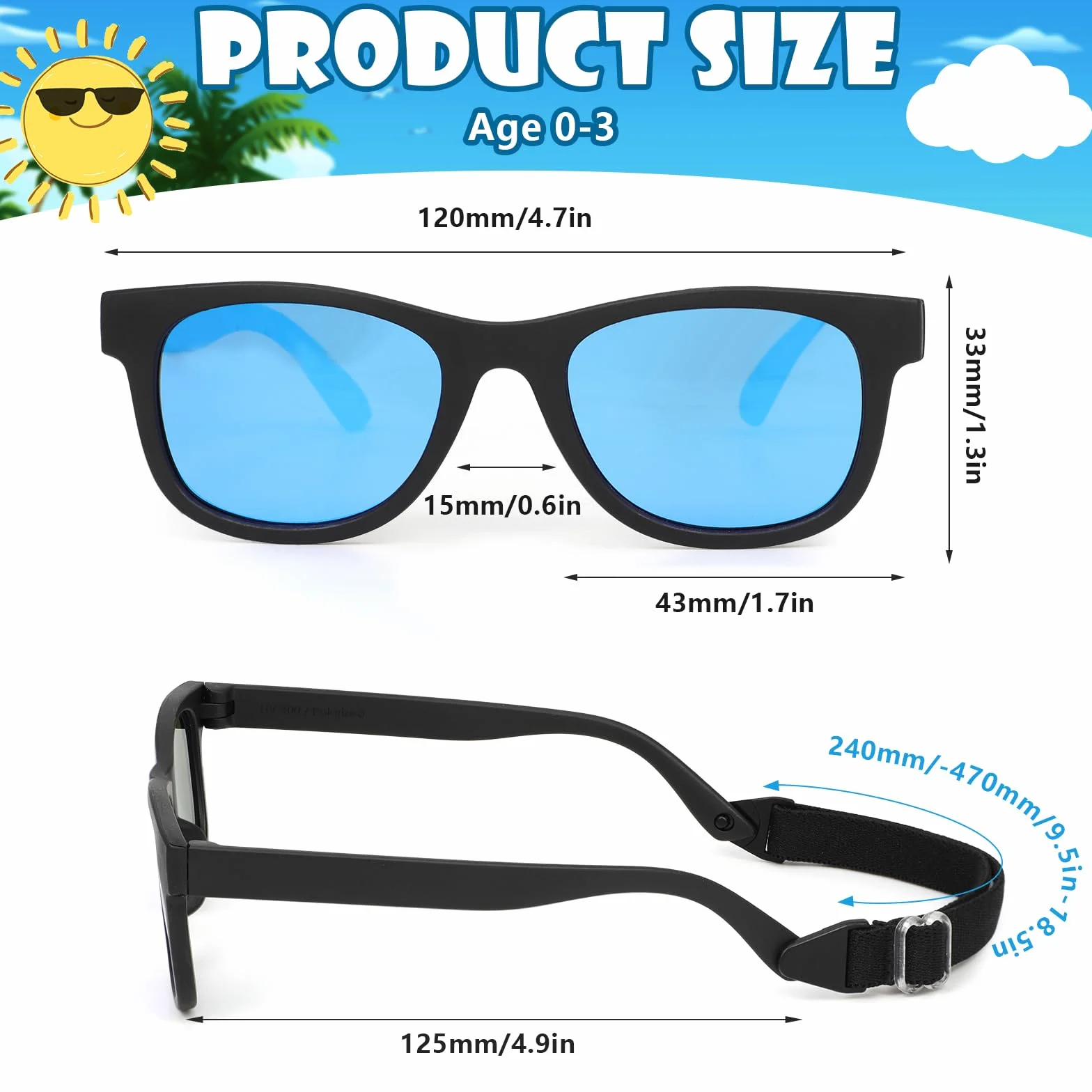 Gafas de sol polarizadas UV400 para bebés niño niña protección rayos solares infantiles 2-7 años