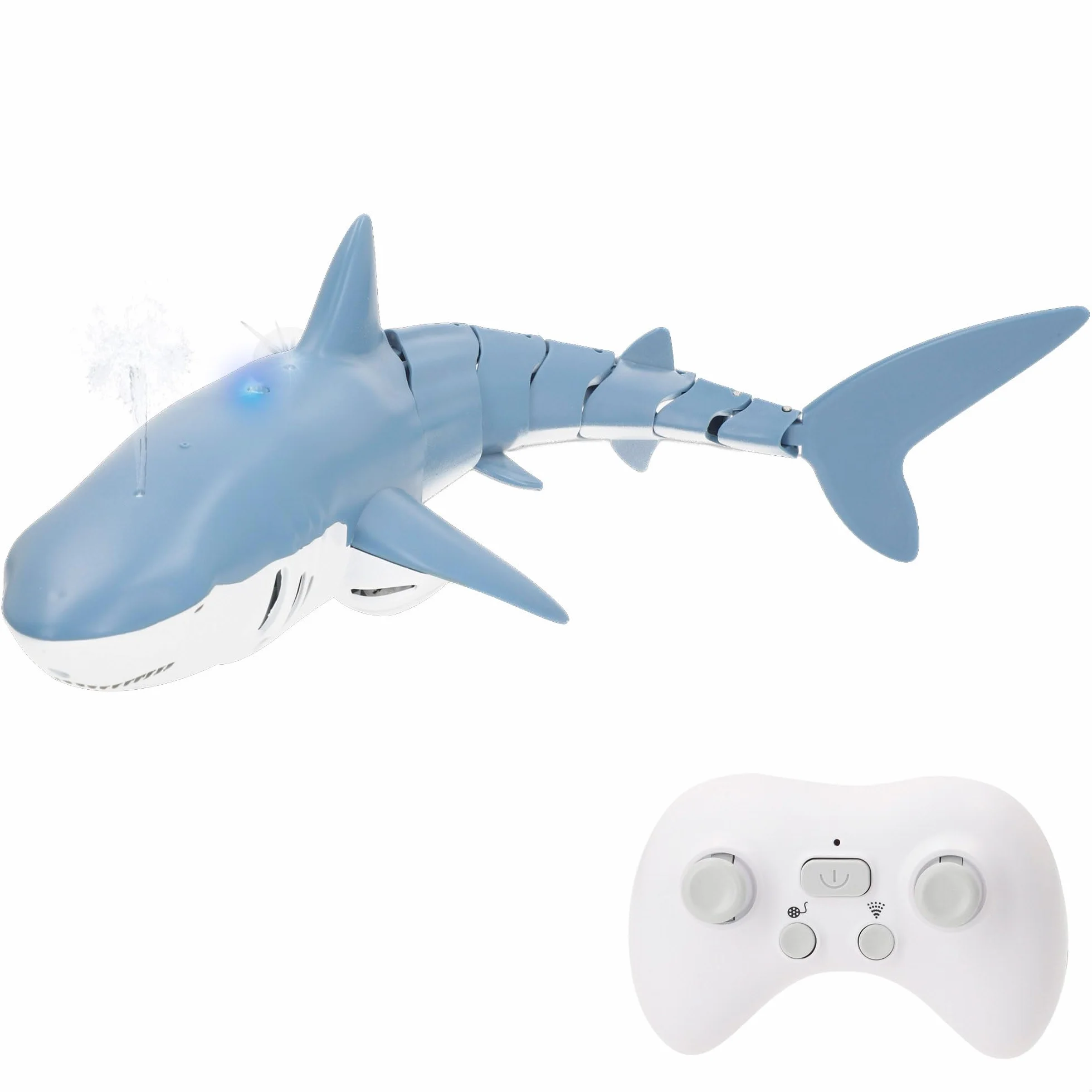 ColorBaby Racing Boat Tiburón de Juguete teledirigido, 38x14x10 cm, Mando Sumergible, 6 direcciones, Frecuencia 2.4 GHz, Alcance 30 Metros, Autonomía 25 Minutos, +3 años (39729)