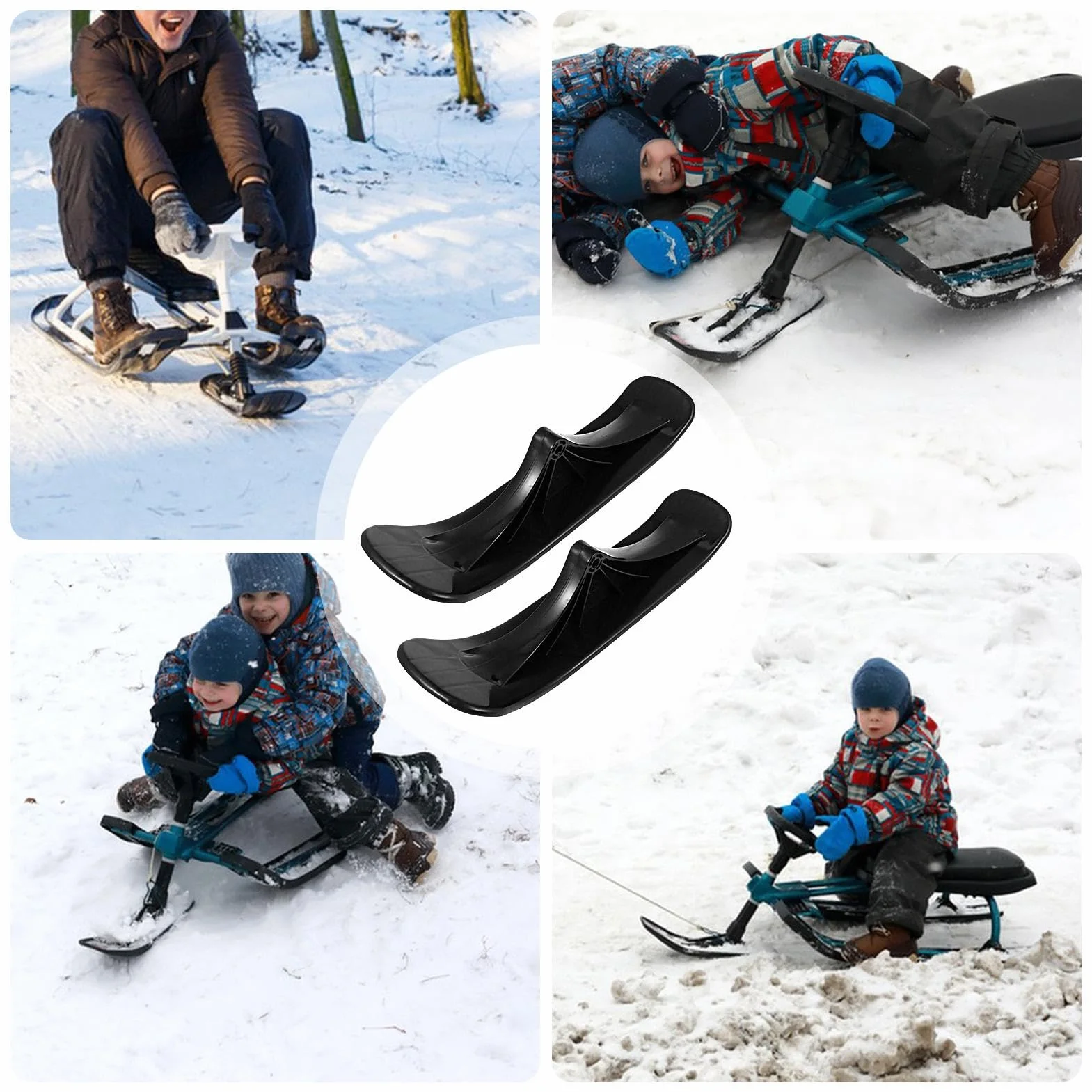 Kit de Trineo de Esquí para Patinete de Nieve de 2 Piezas, Conversión de Patinete de Arena, Tabla Plegable