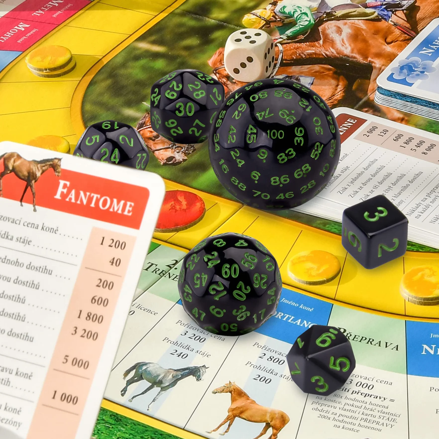 SIQUK 15 Piezas Dados Poliédricos D3-D100 para DND RPG, Negro y Verde