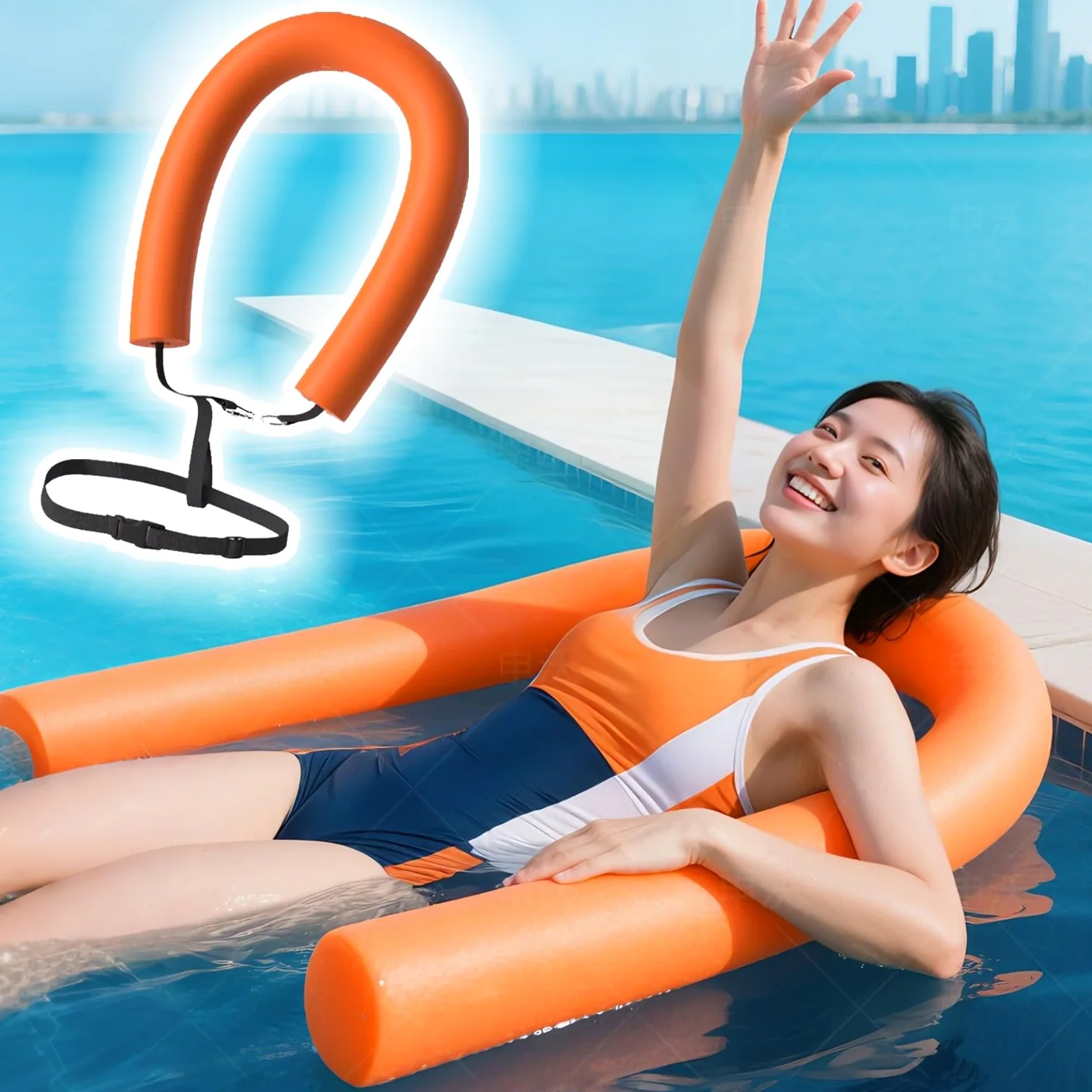 Juego de fideos de espuma flotante flexible para piscina, equipo de natación de alta flotabilidad para flotación recreativa y juego acuático